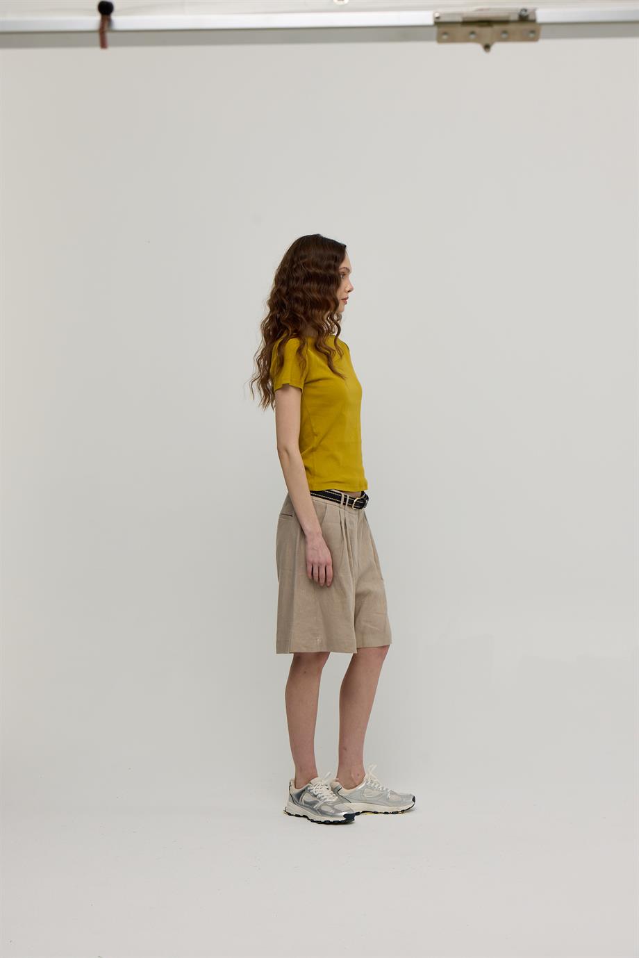 Kadın Olive Kısa Kollu Basic T-shirt
