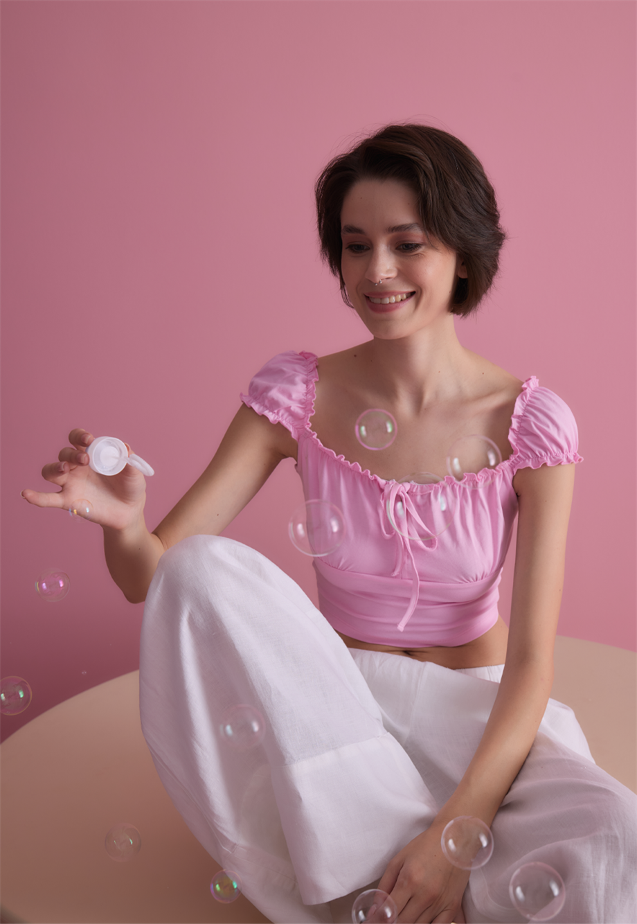 Kadın Pembe Karpuz Kollu Bluz