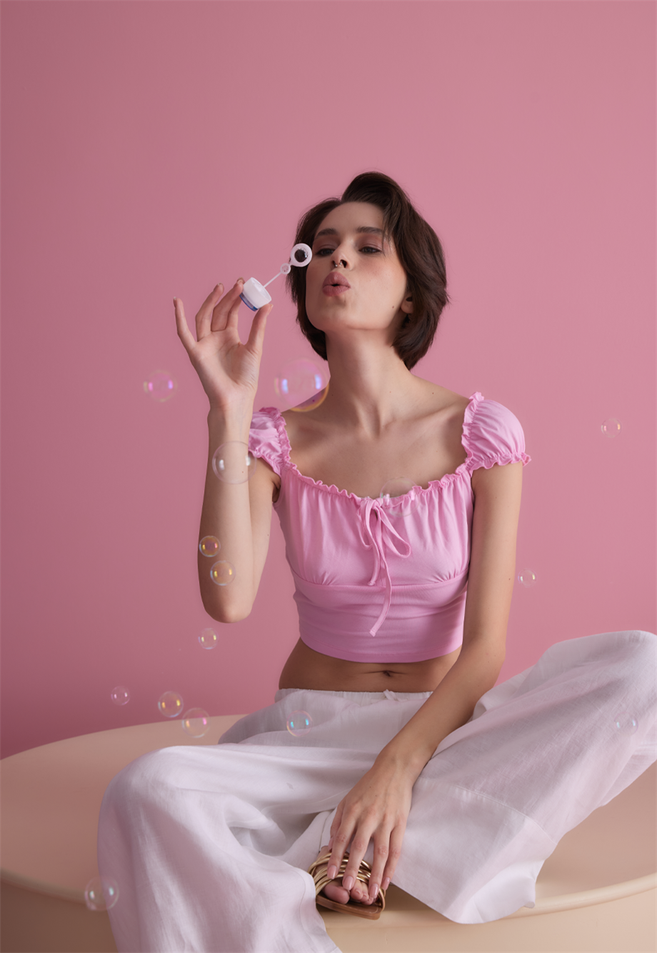 Kadın Pembe Karpuz Kollu Bluz