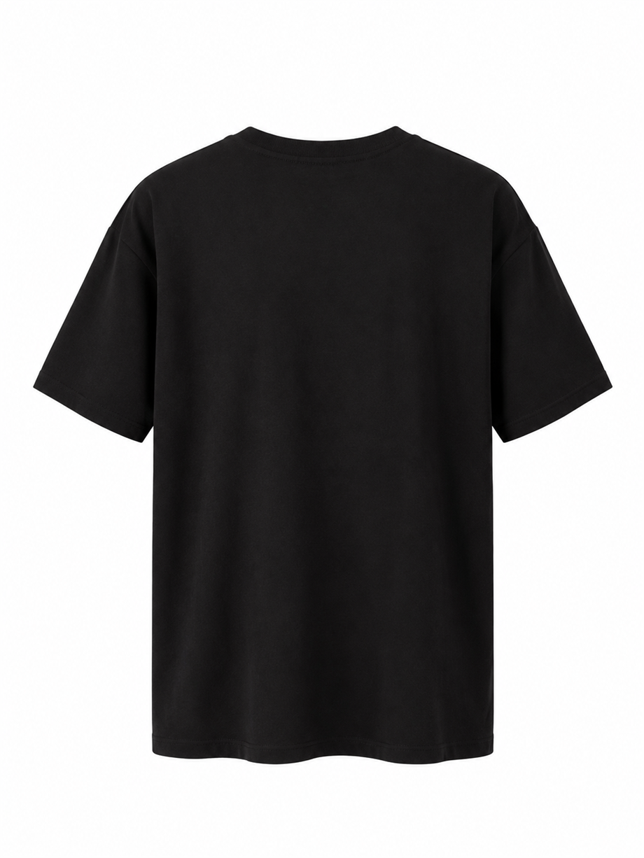 Kadın Siyah Kısa Kollu Oversize Basic T-shirt