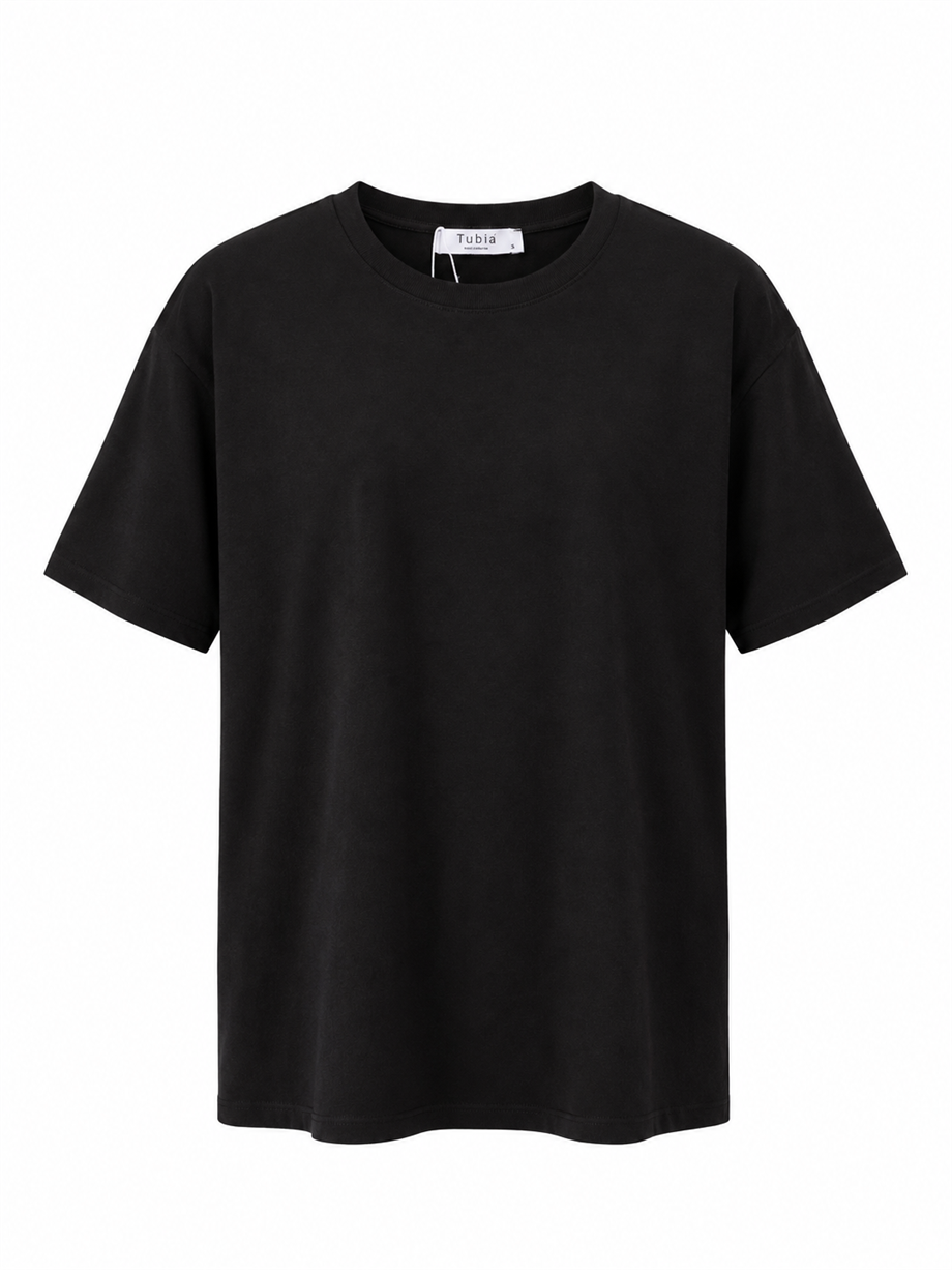 Kadın Siyah Kısa Kollu Oversize Basic T-shirt