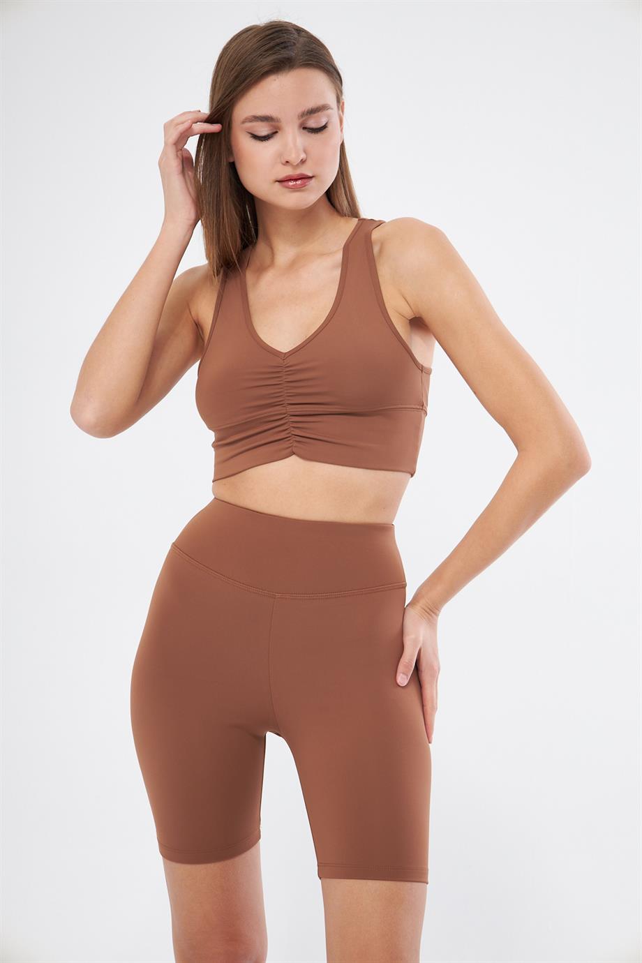 Önü Büzgülü Crop Bluz