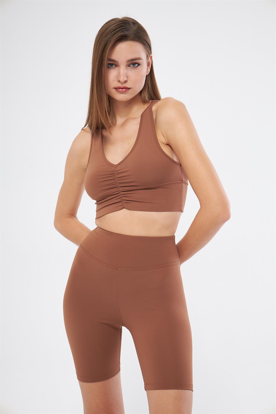 Önü Büzgülü Crop Bluz
