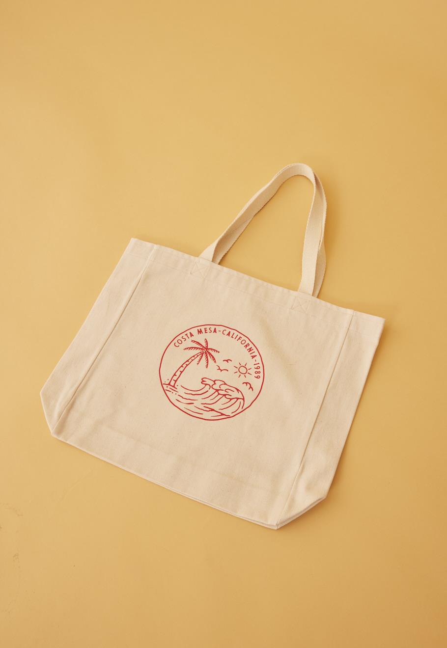 Baskılı Körüklü Kırmızı Costa Mesa Baskılı Kanvas Bez Çanta