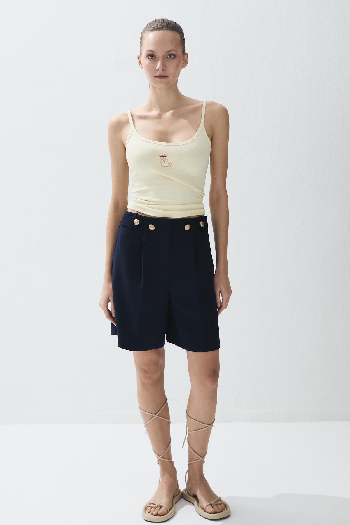 Kadın Butter Renk Baskılı Atlet