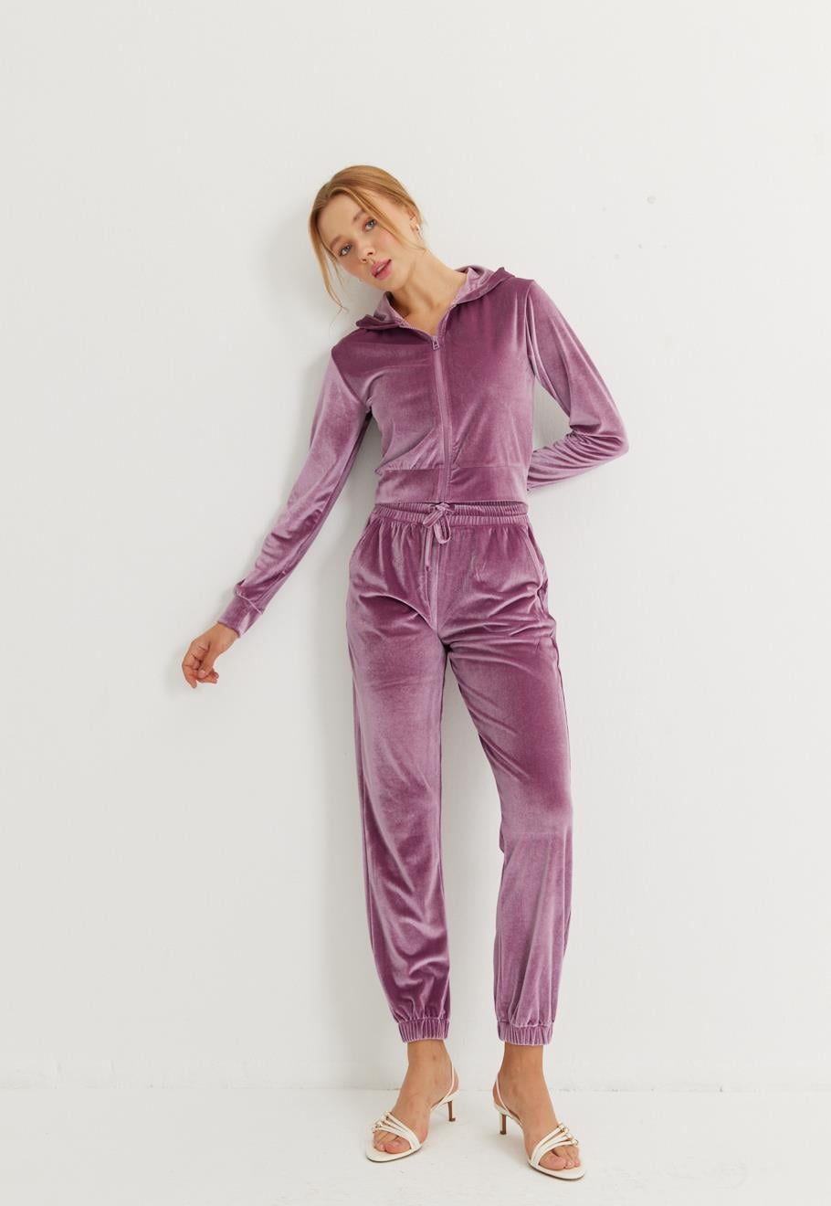 Kadın Gül Kurusu Kadife Takım