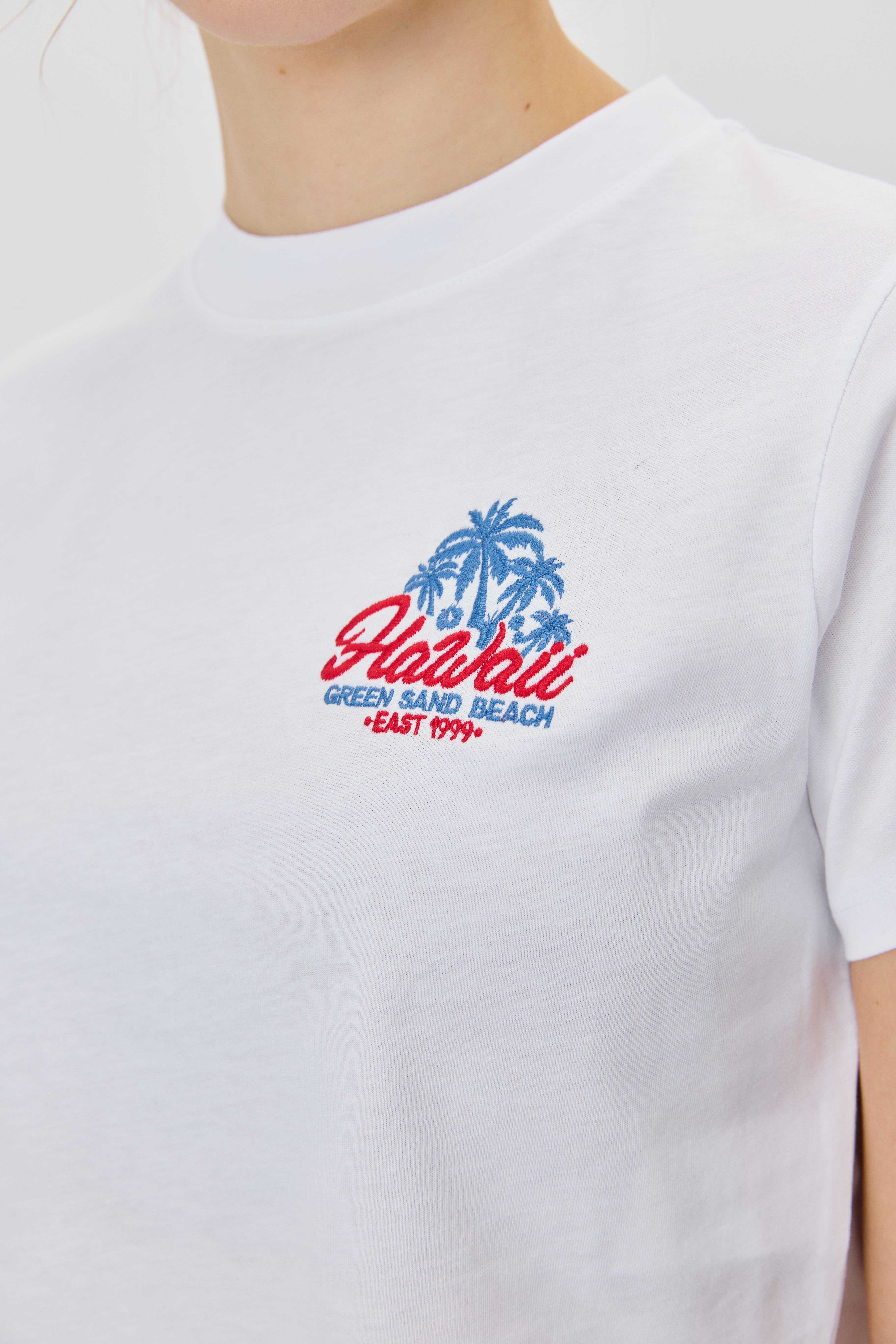 Kadın Hawaii Baskılı Kısa Kollu T-shirt