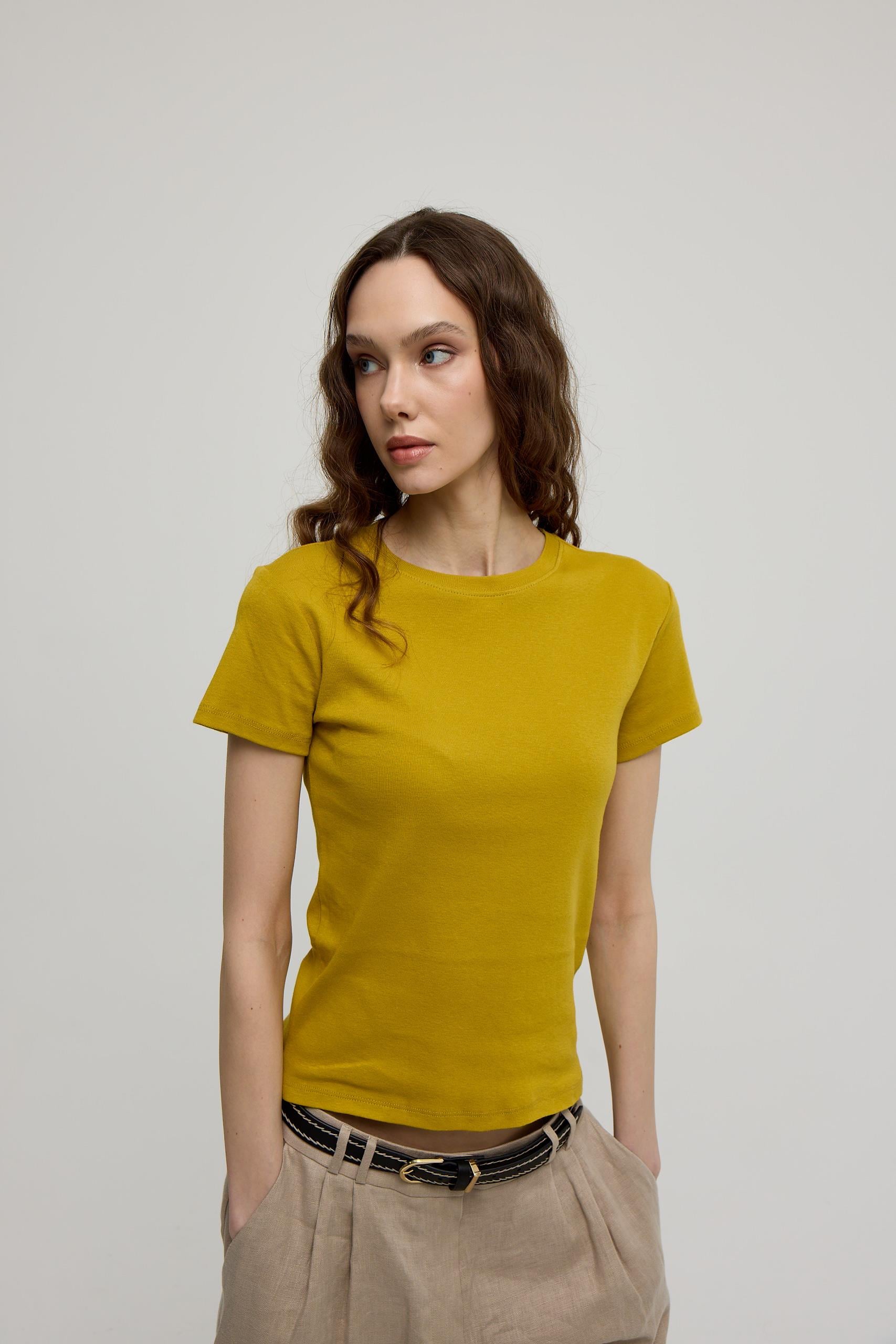 Kadın Olive Kısa Kollu Basic T-shirt