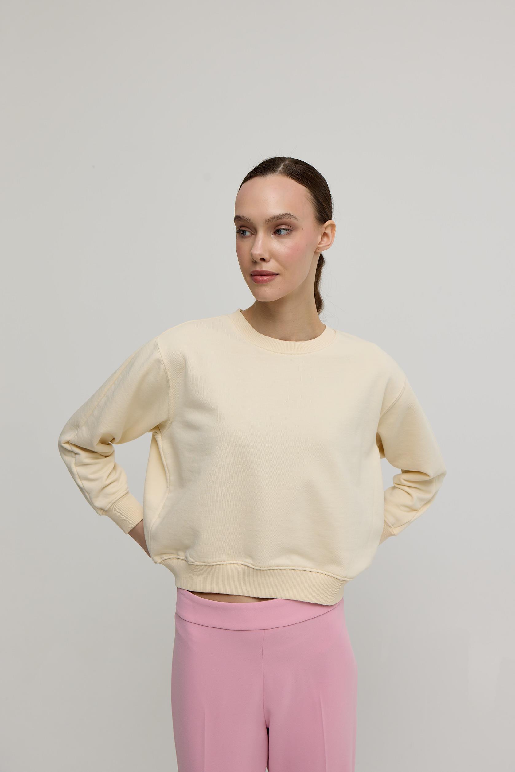 Kadın Vanilya Renk Basic Sweatshirt
