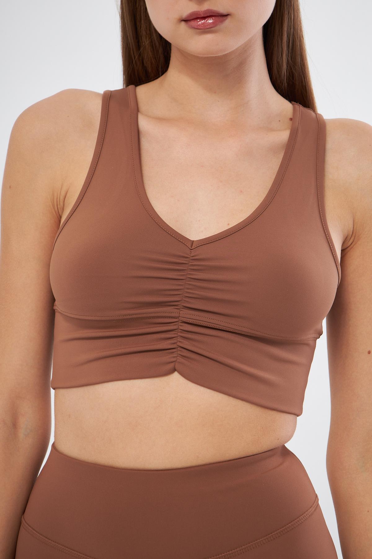 Önü Büzgülü Crop Bluz