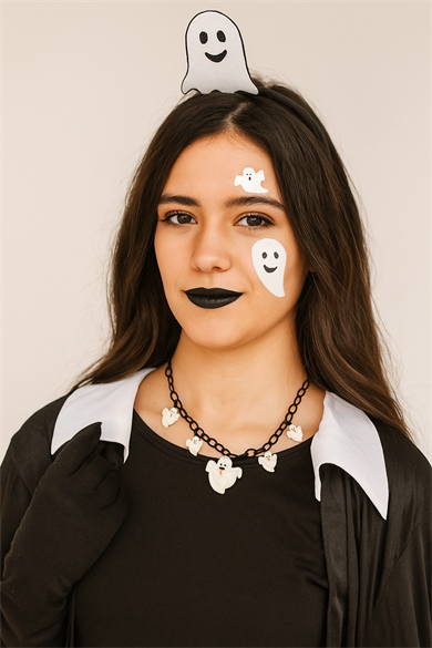 Halloween Cadılar Bayramı Korkunç Hayalet Kolyesi 50cm Korku Aksesuarı