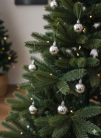 Yılbaşı Top Süs Gümüş 8cm 6lı