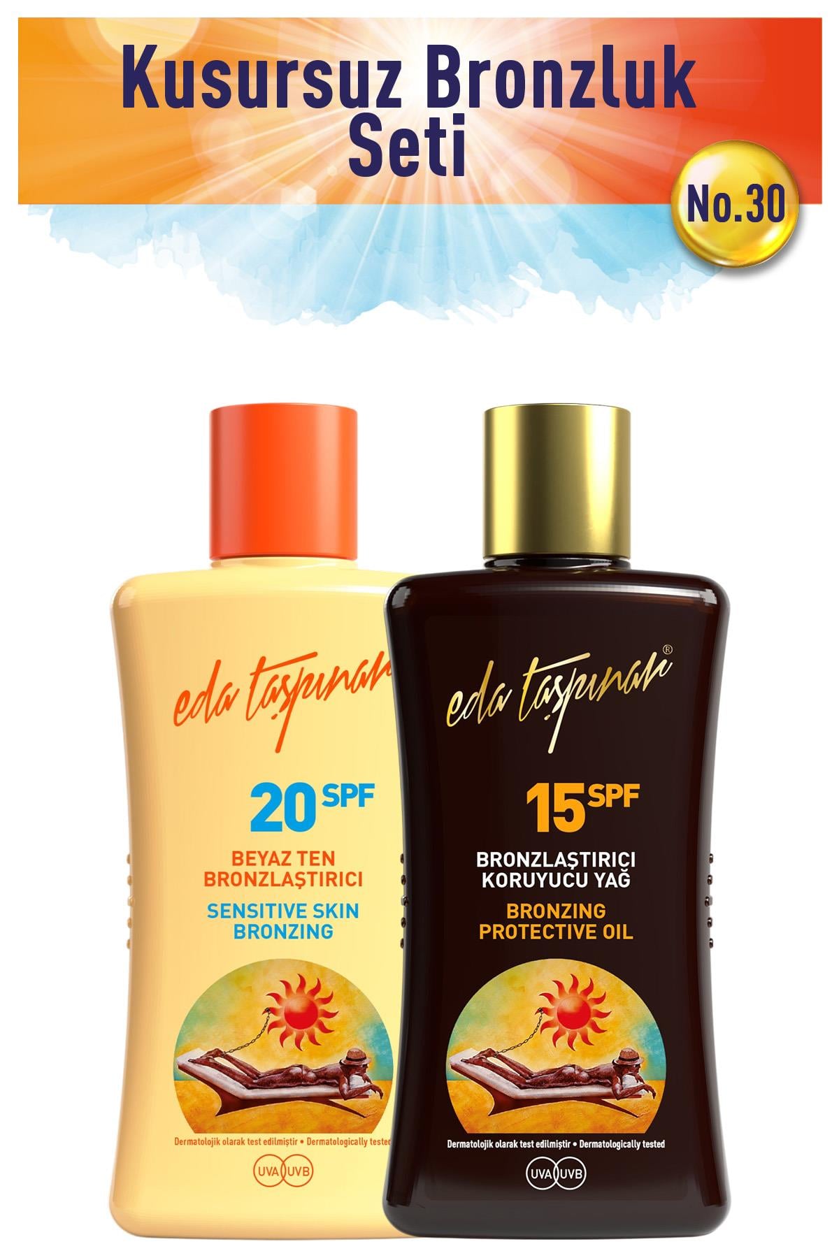 Bronzlaştırıcı Koruyucu Yağ Spf-15 200ml + Beyaz Ten Bronzlaştırıcı 200ml