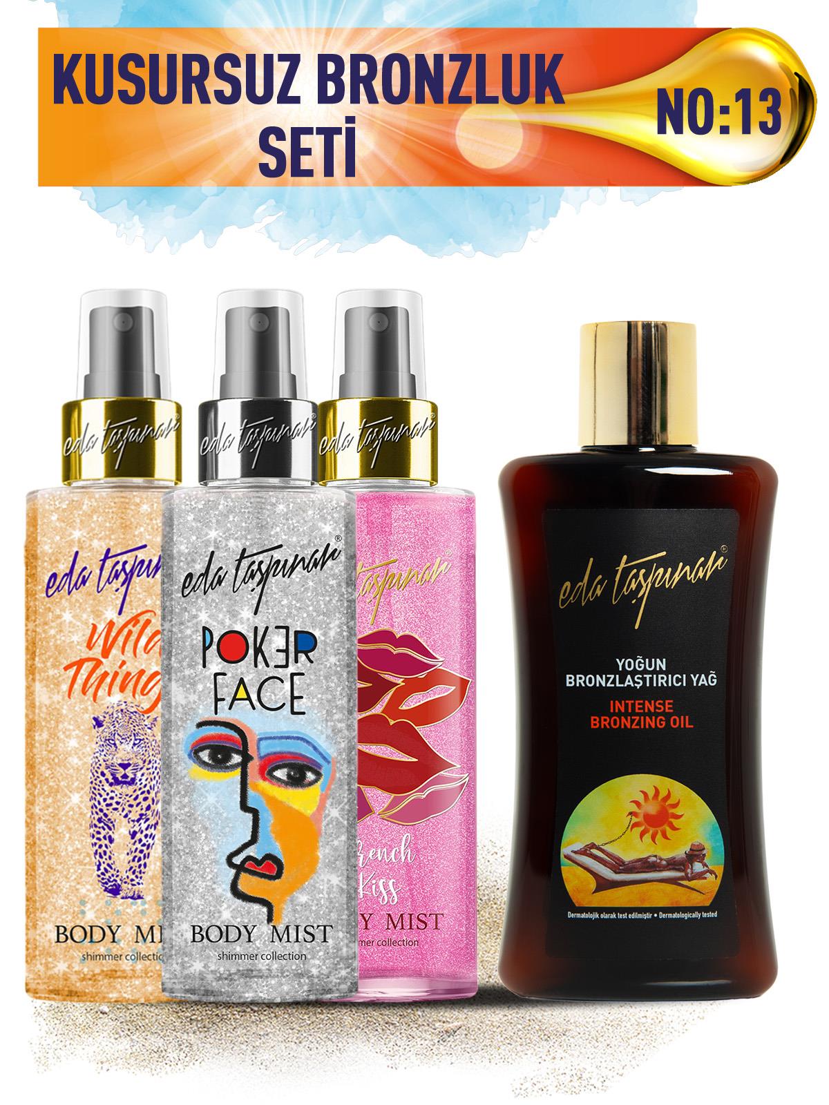 Kusursuz Bronzluk Seti No:13 Yoğun Bronzlaştırıcı SPF0 & Simli Body Mist 3'lü Set
