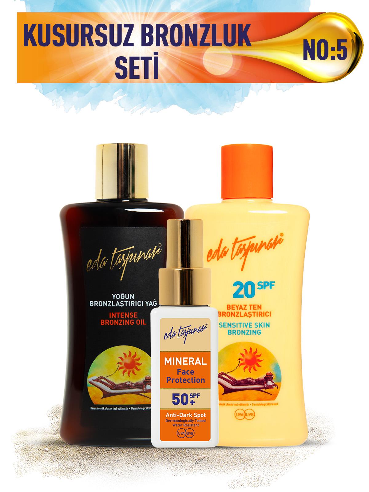 Kusursuz Bronzluk Seti No:5 Yoğun Bronzlaştırıcı SPF0 & Beyaz Ten SPF20 & Yüz Koruyucu SPF50