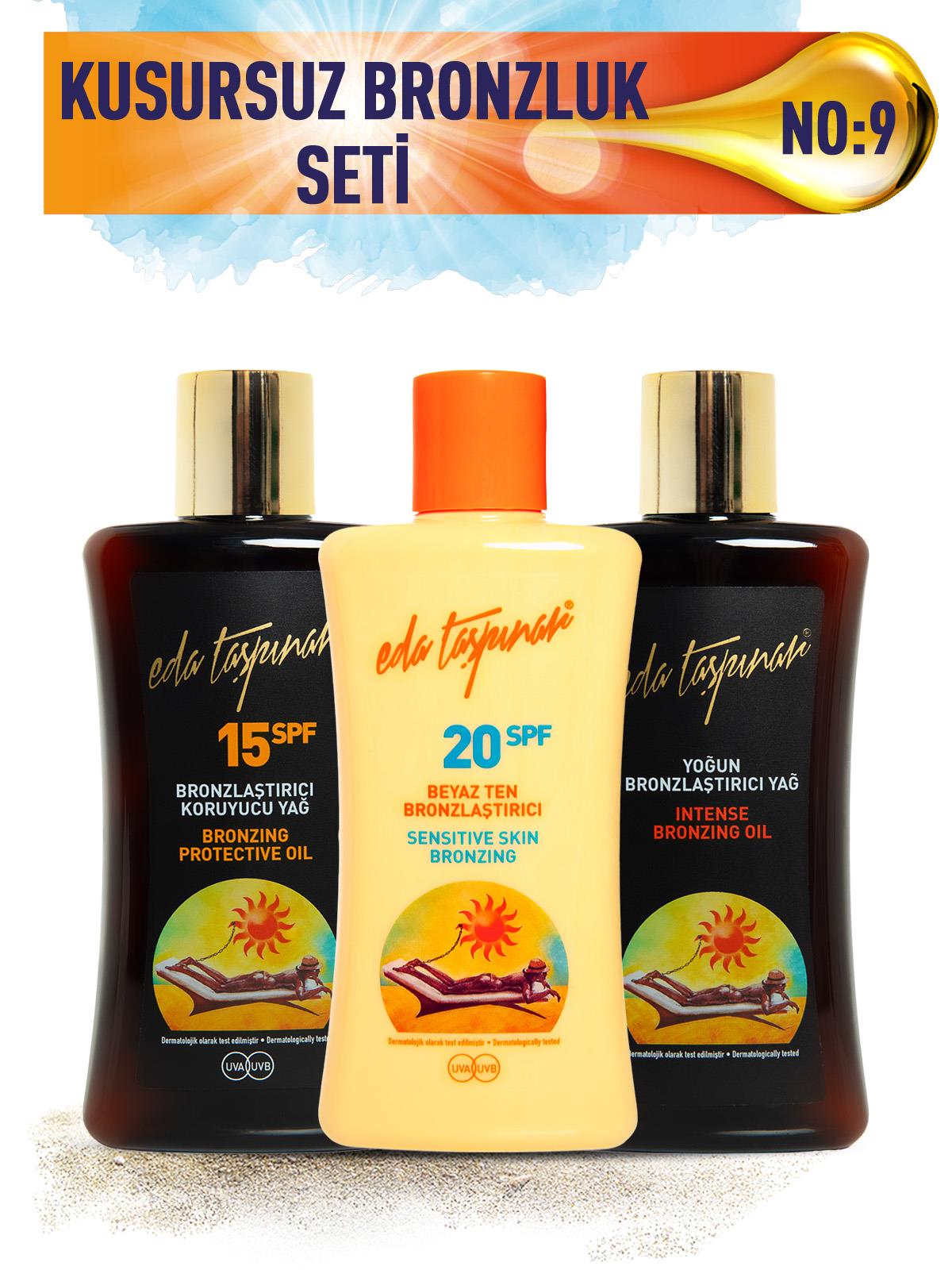 Kusursuz Bronzluk Seti No:9 Yoğun Bronzlaştırıcı SPF0 & Koruyucu SPF15 & Beyaz Ten SPF20