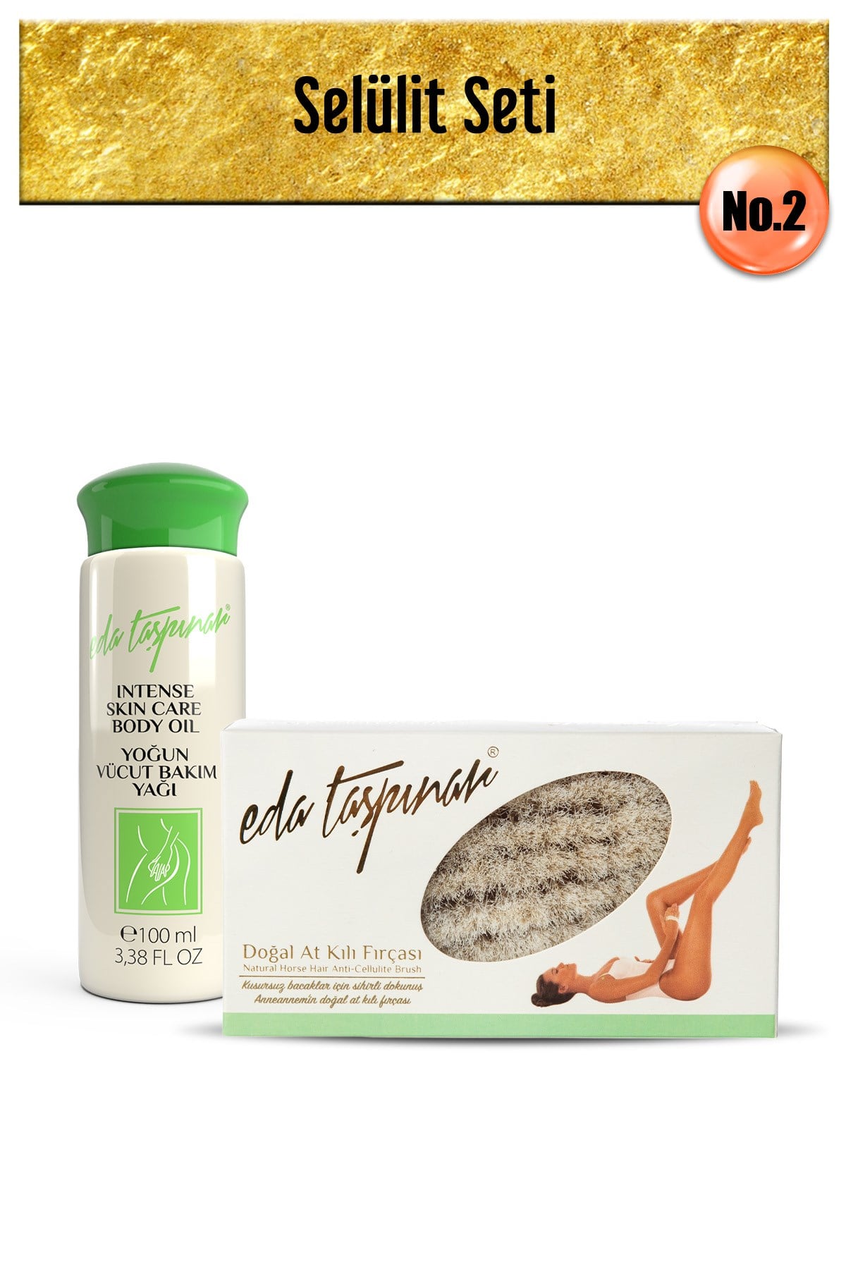 Selulit Seti.no.2: Doğal At Kılı Fırça Vücut Bakım Yağı , İpeksi Cilt
