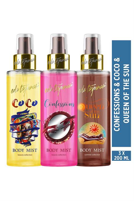 Confessions & Queen Of The Sun & Coco Body Mist (200 ml X 3 Çeşit)