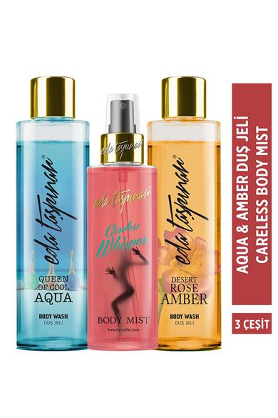 Aqua & Amber Duş Jeli (250 ml X 2 Çeşit) & Careles Whisper Body Mist 200 ml