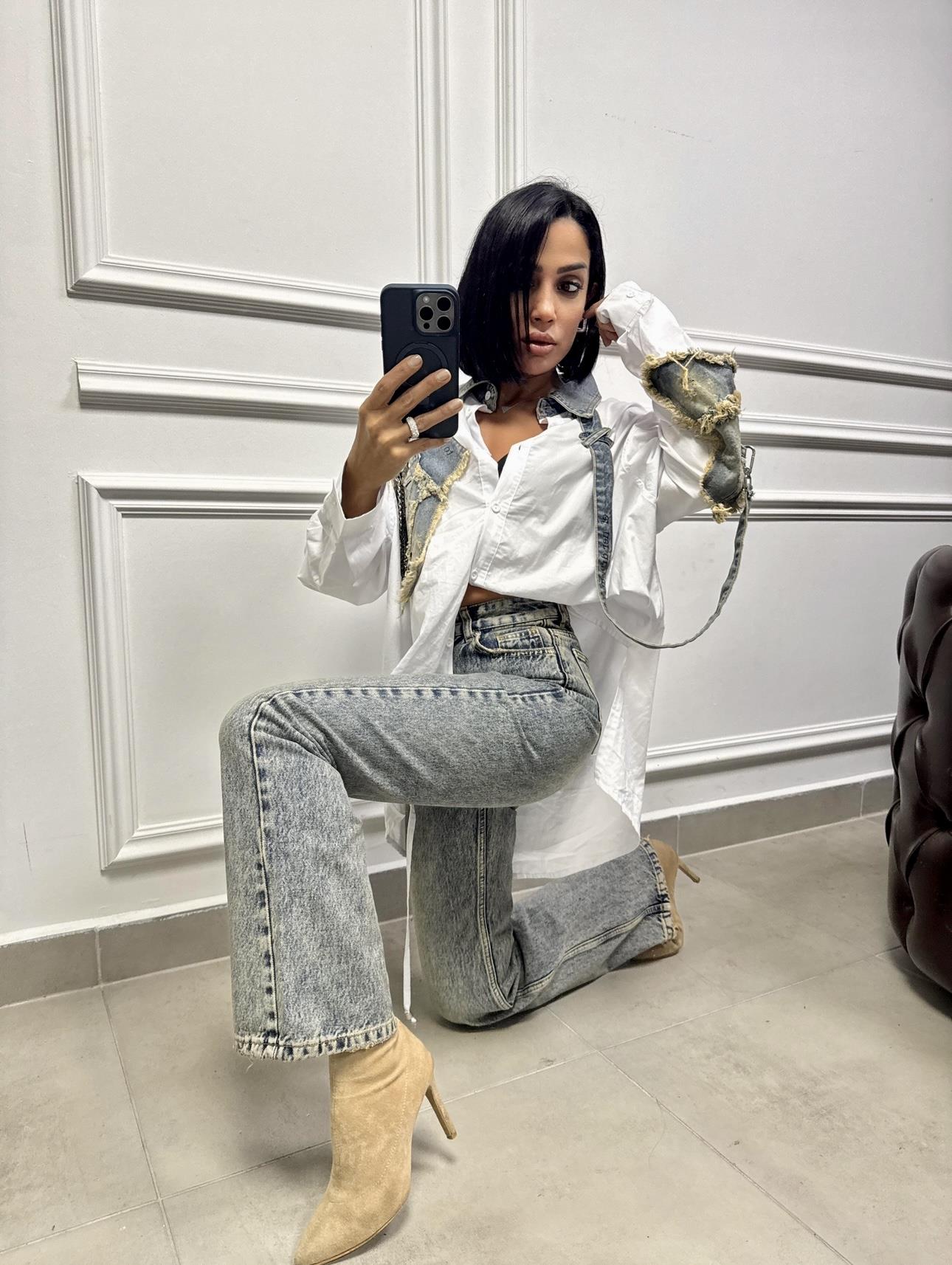 Boru Paça Yüksek Bel Jean