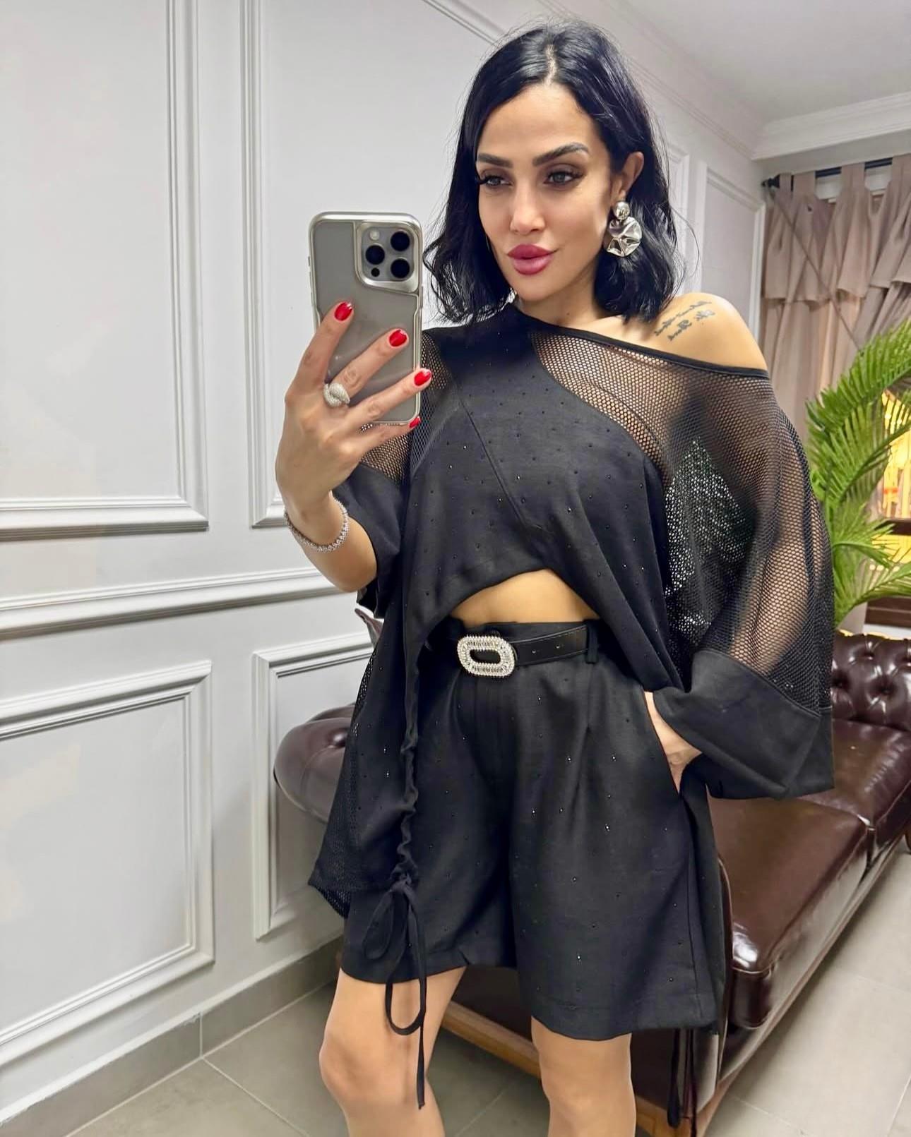 H4 File Tasarımlı Şortlu Takım