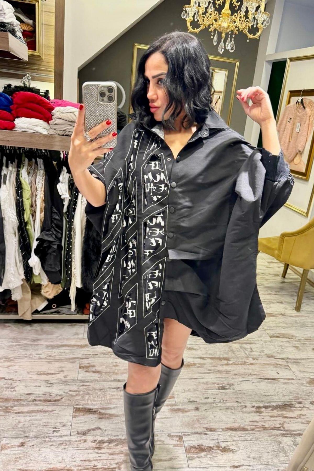 H4 Gömlek Elbise Siyah