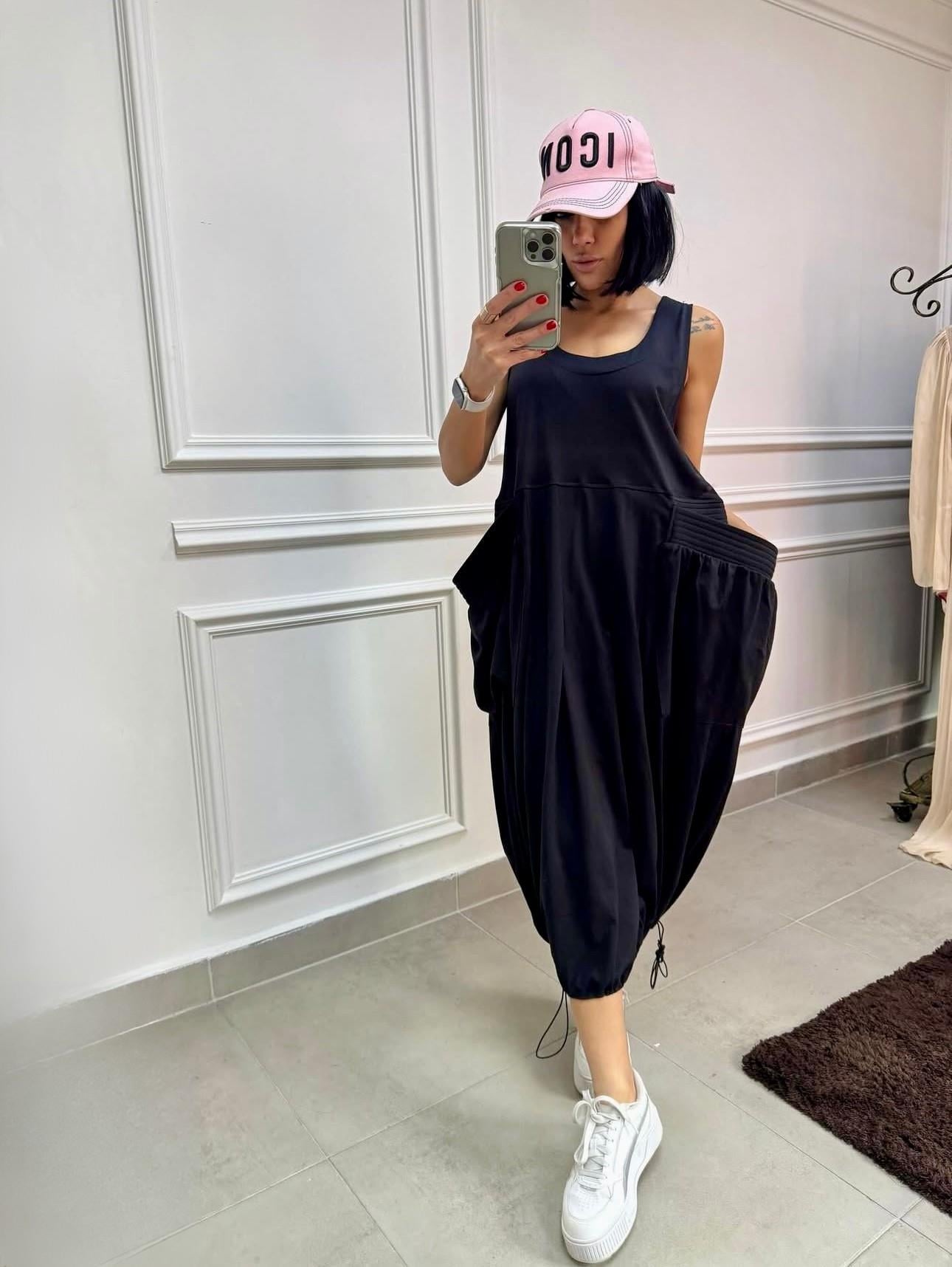 H4 Style Askılı Kargo Cep Elbise