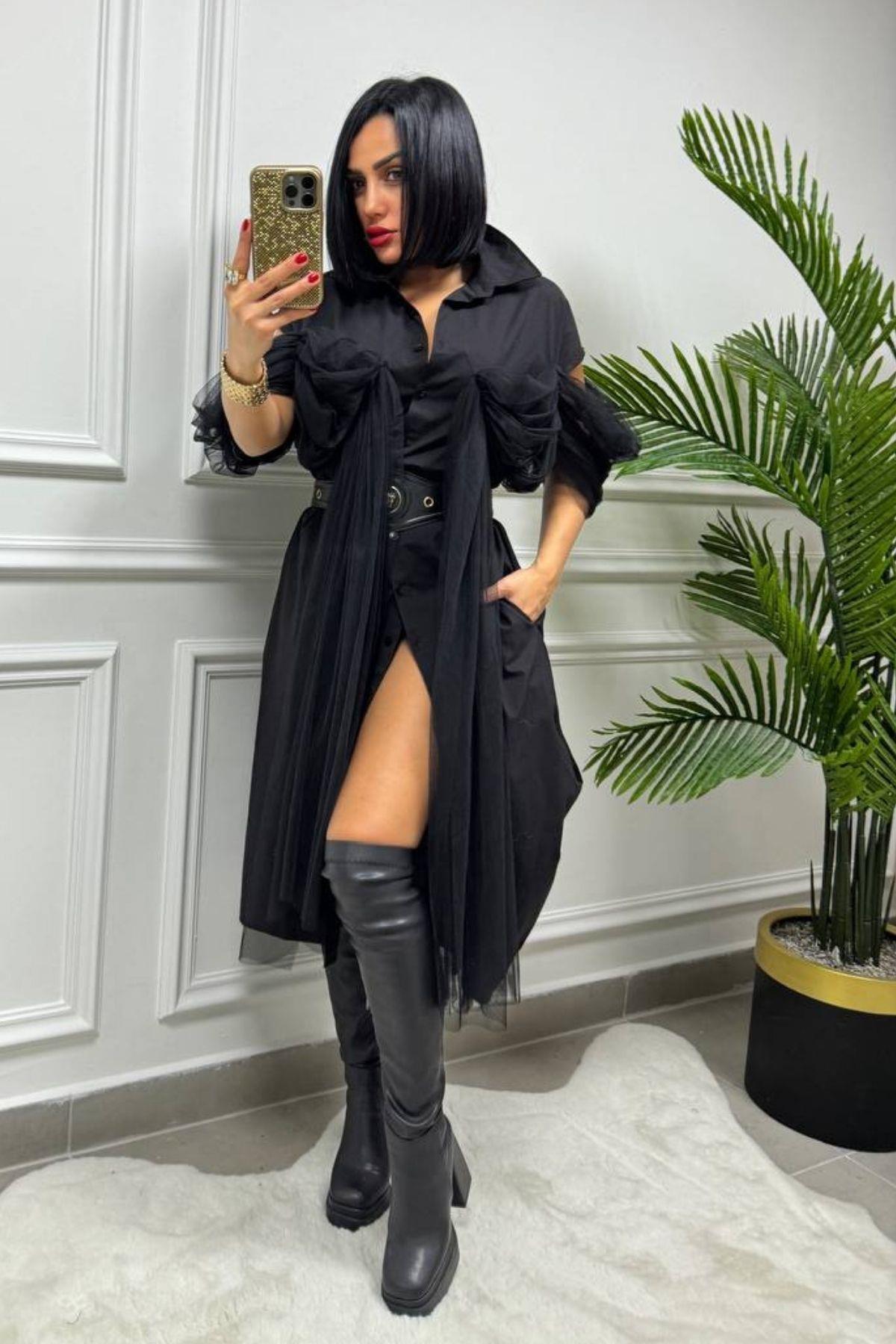 H4 Tül Detay Elbise