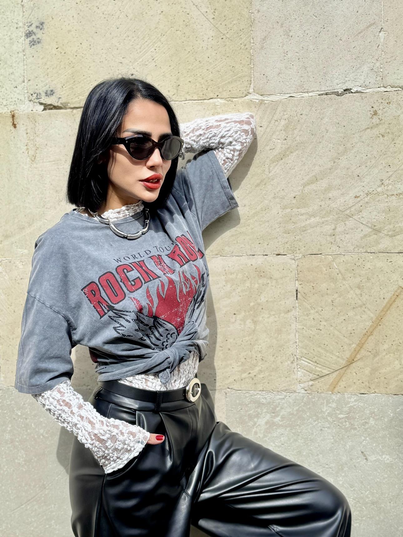 İkili Dantel Tasarım T-Shirt