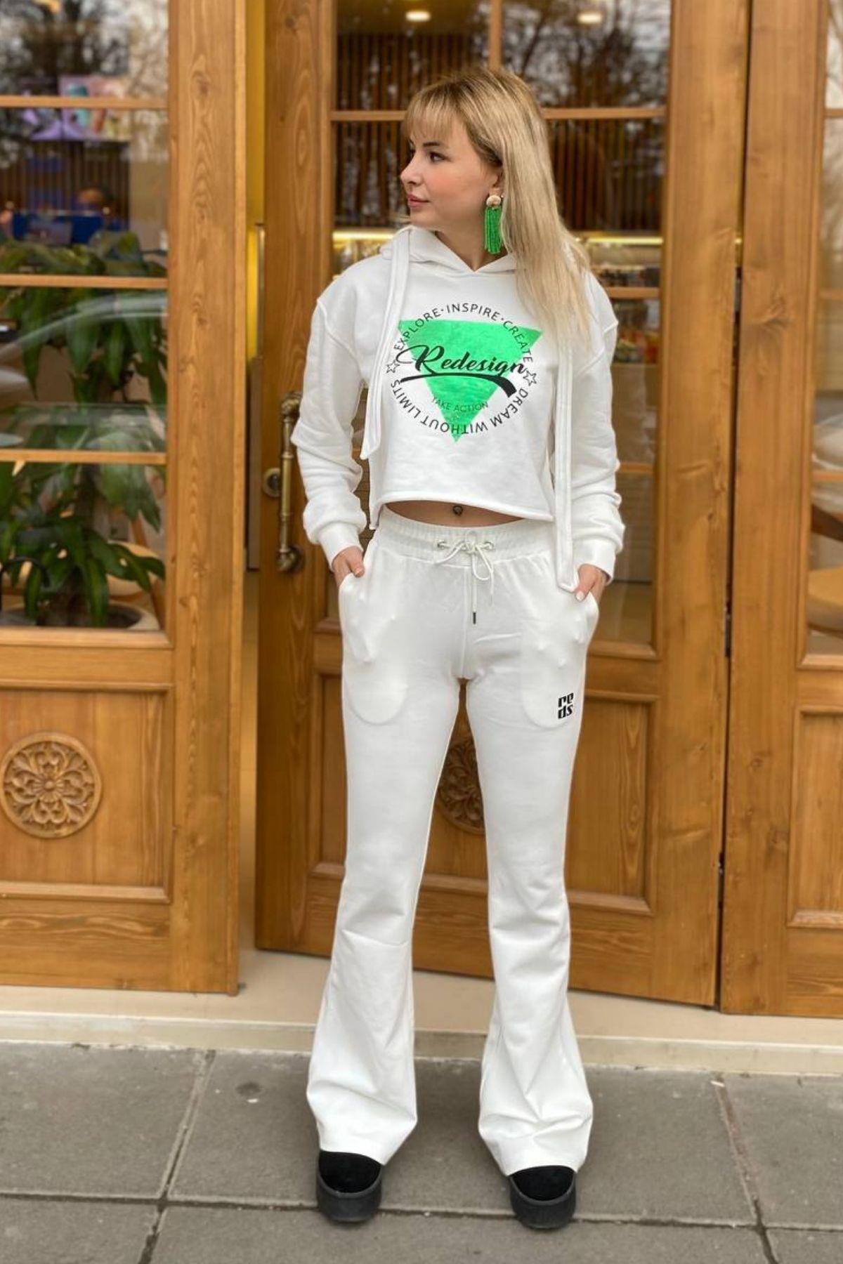 İspanyol Paça Pantolon Ekru