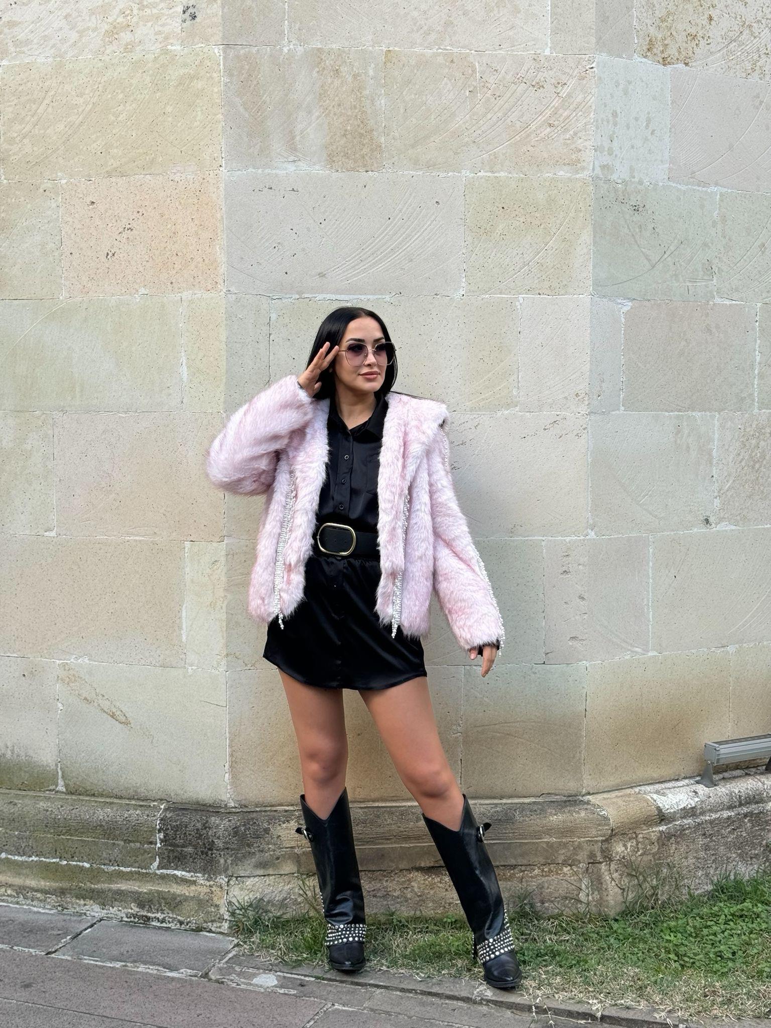 İthal Boncuklu Kısa Kürk