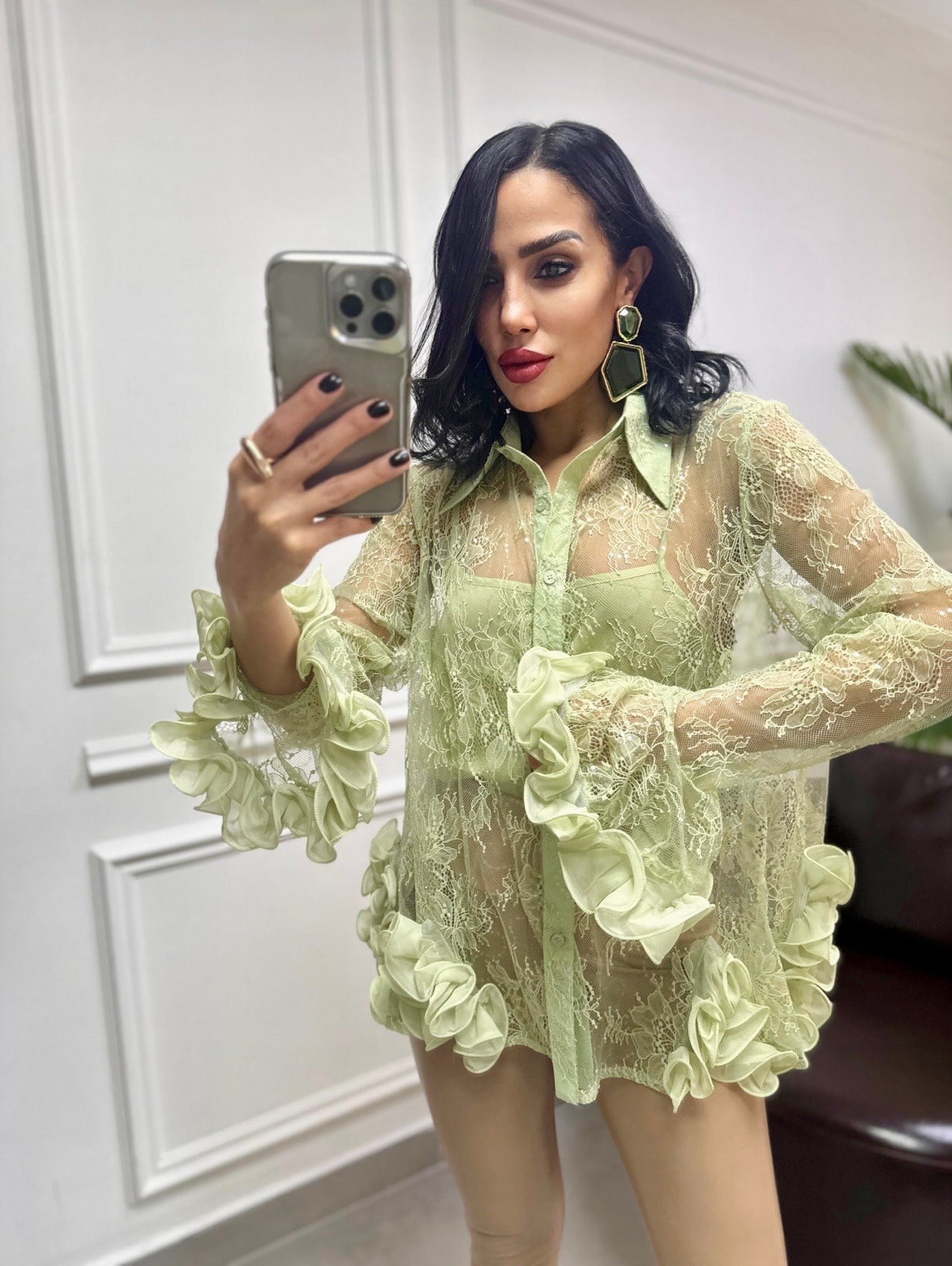 İthal Fırfırlı Gömlek