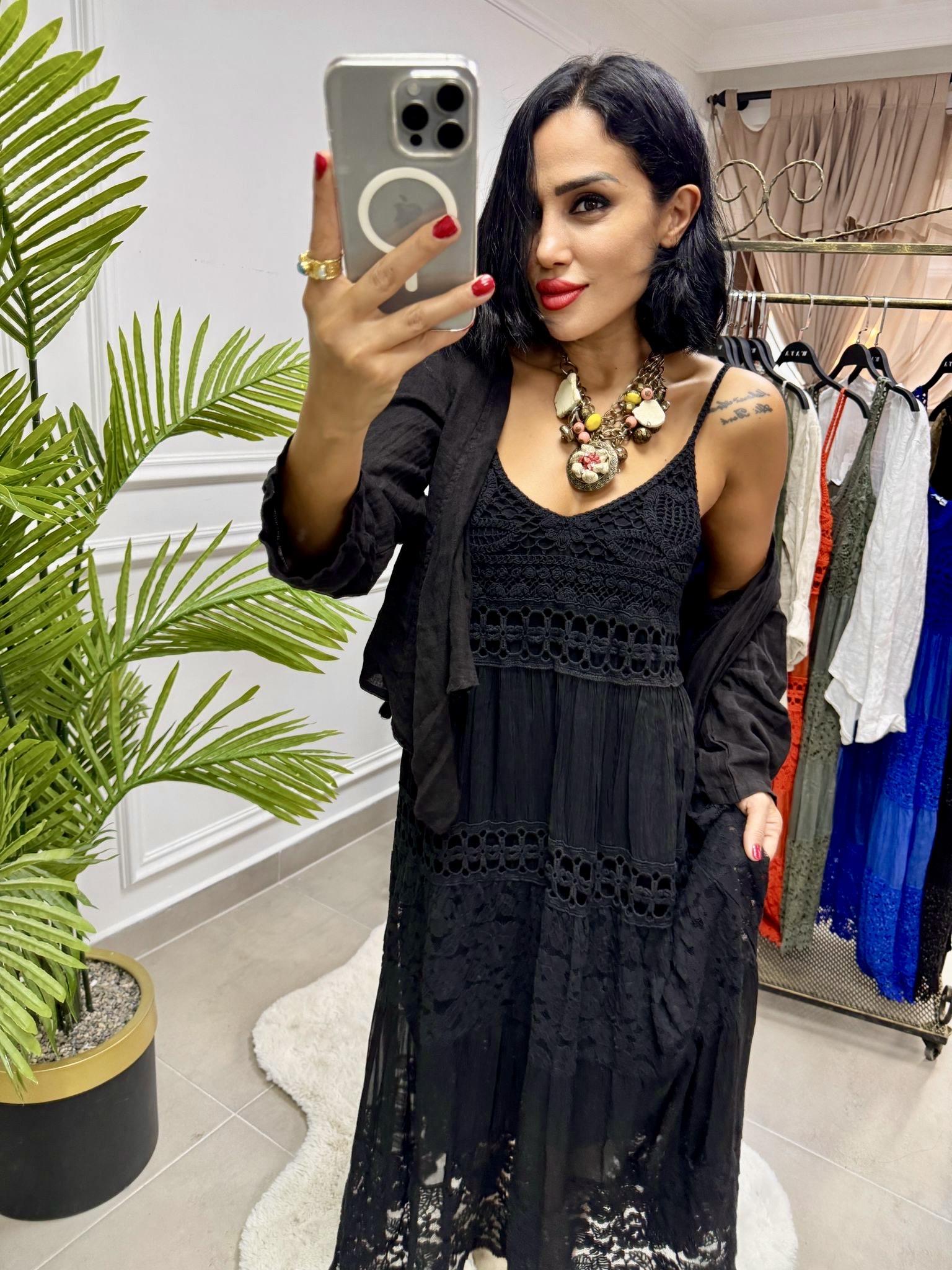 İthal Güpürlü Elbise