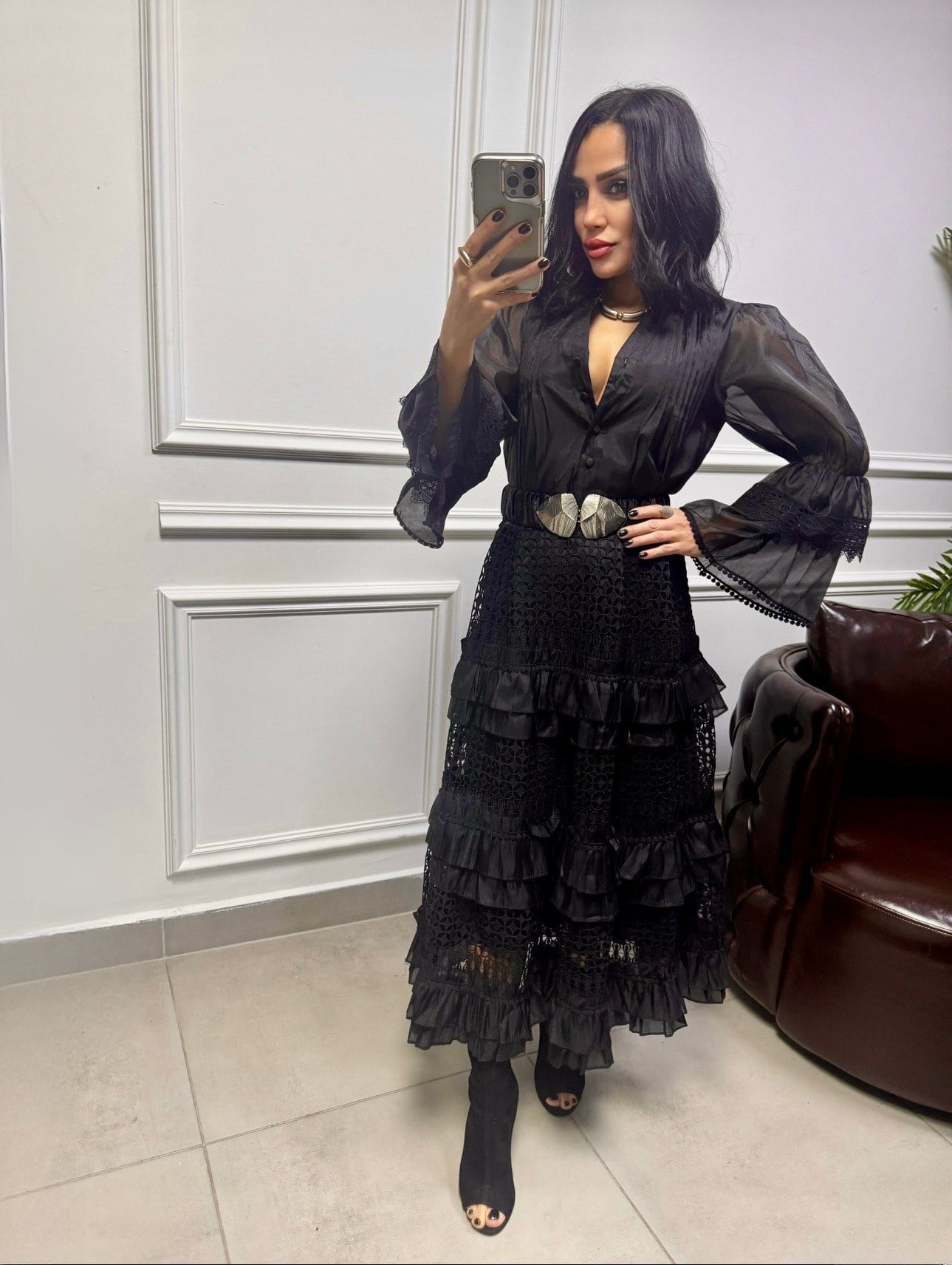 İthal Güpürlü Elbise