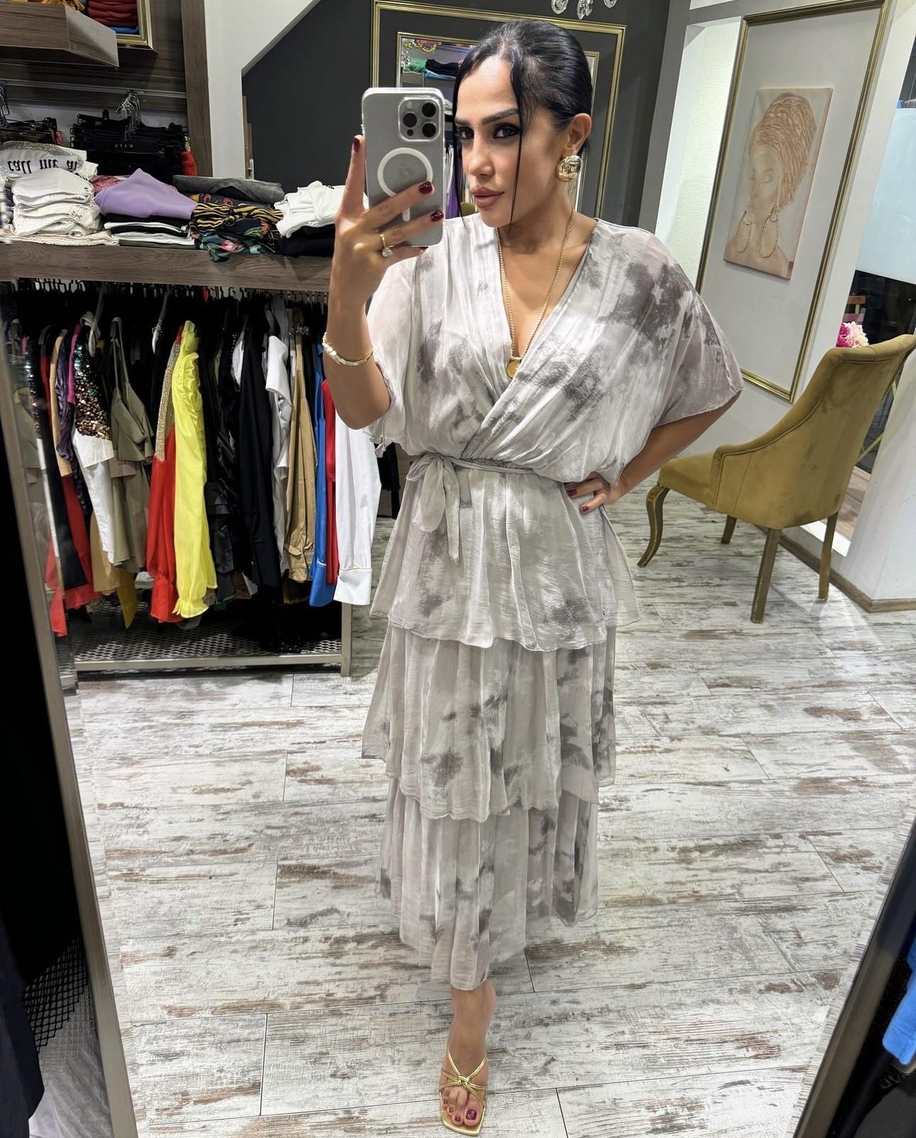 İthal Kruvaze İpek Elbise