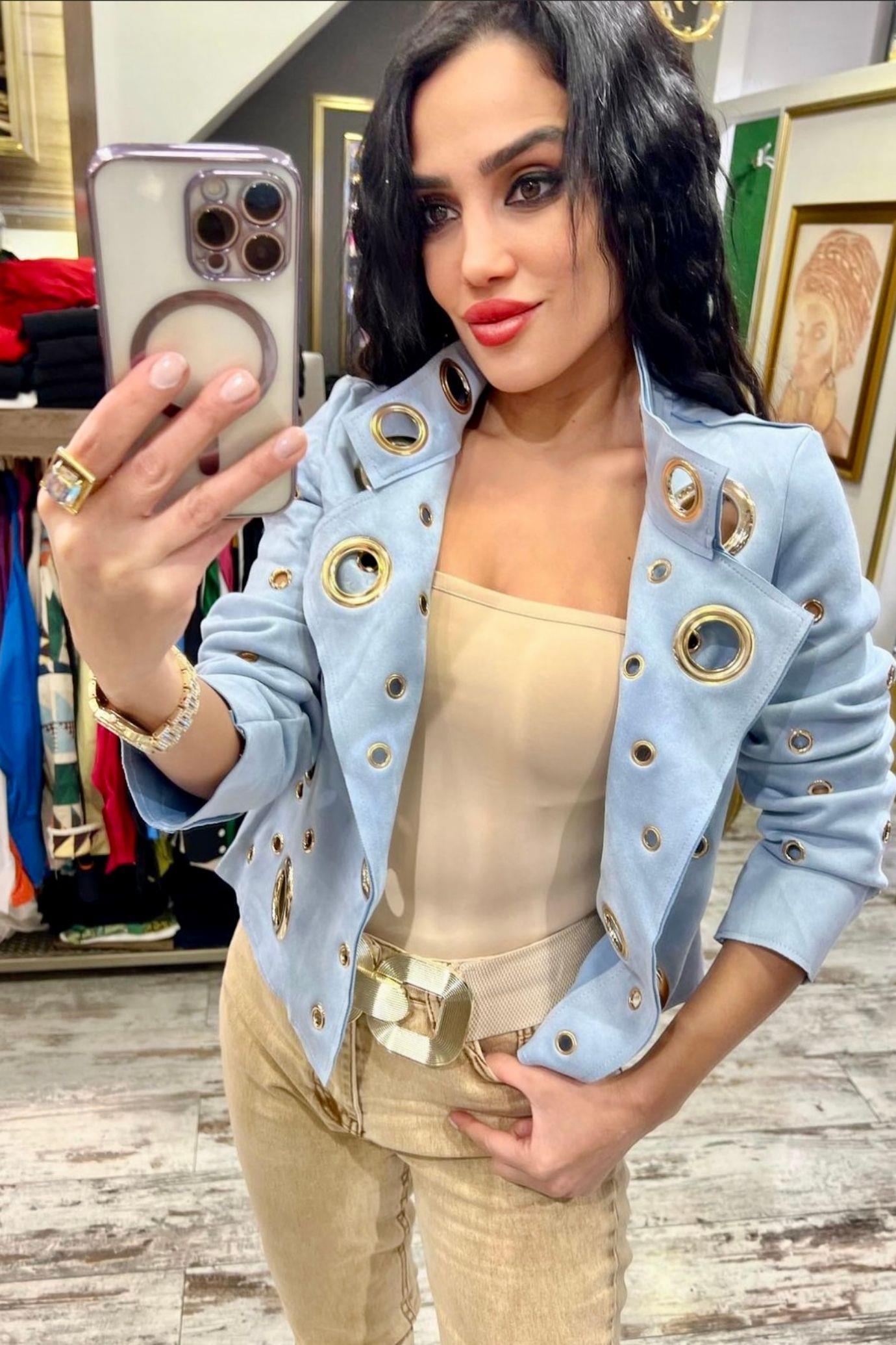 İthal KuşGözü Ceket Bebe Mavisi