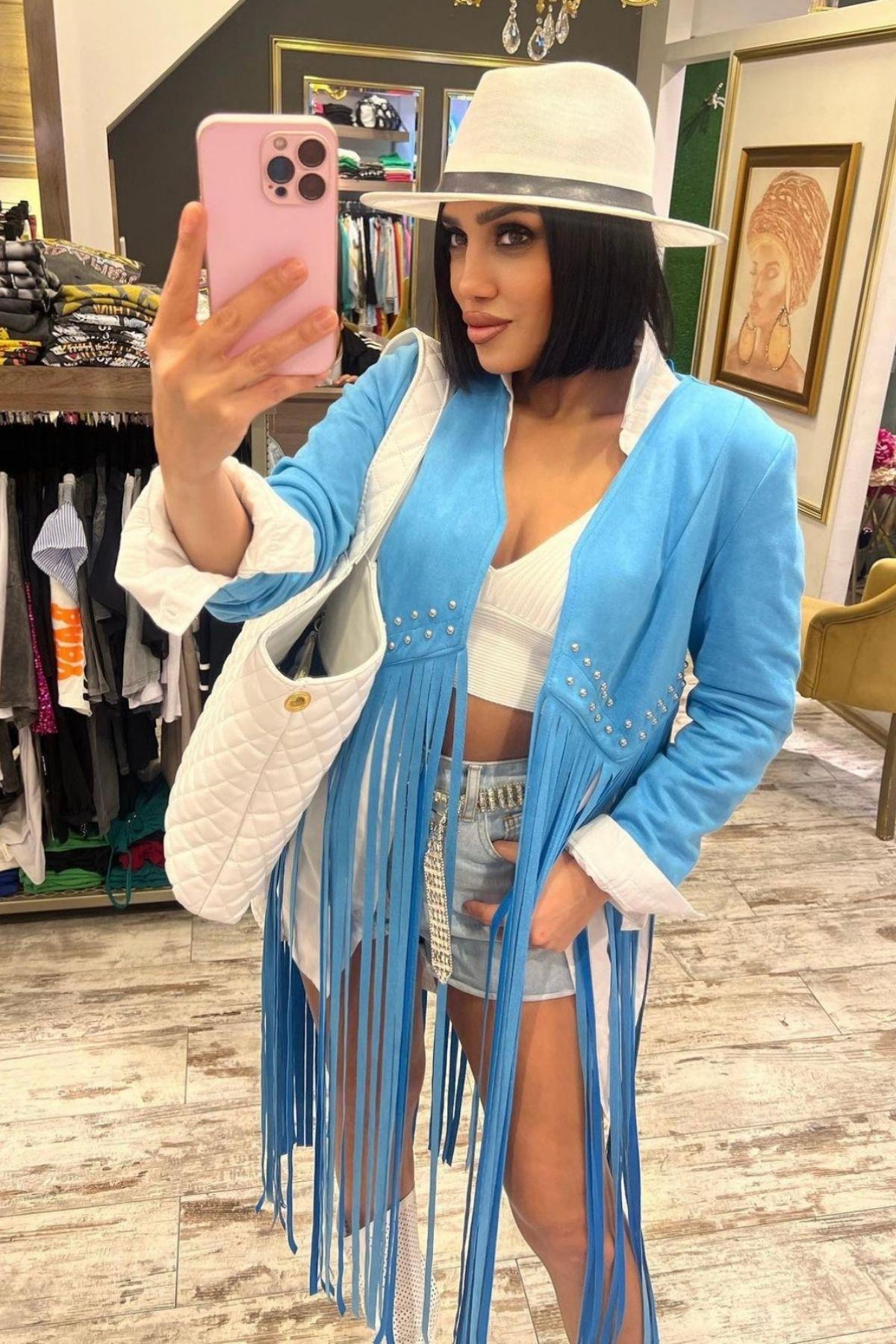 İthal Püsküllü Ceket Blue