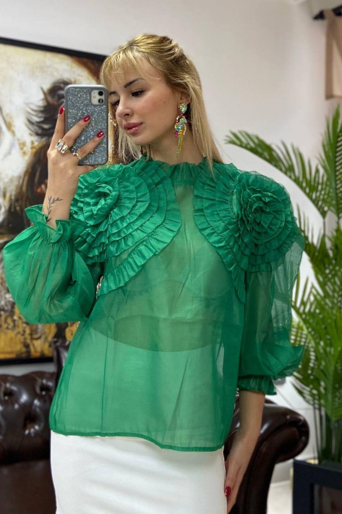 İthal Tasarım Gömlek Yeşil