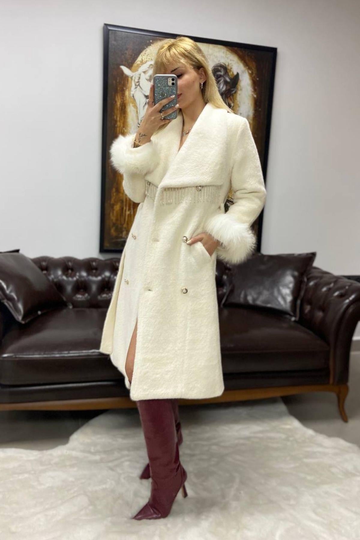 İthal Taşlı Angora Kürk