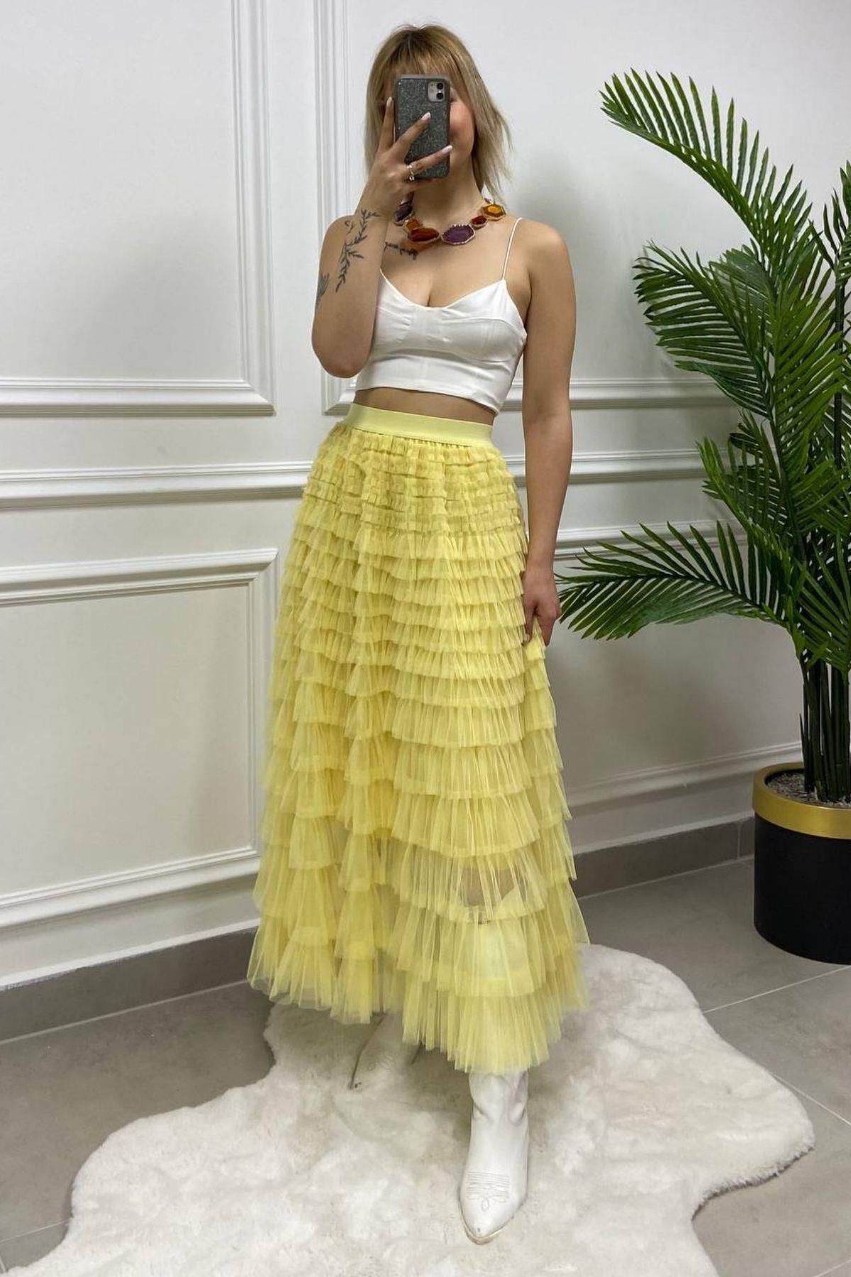 İthal Tül Etek Sarı