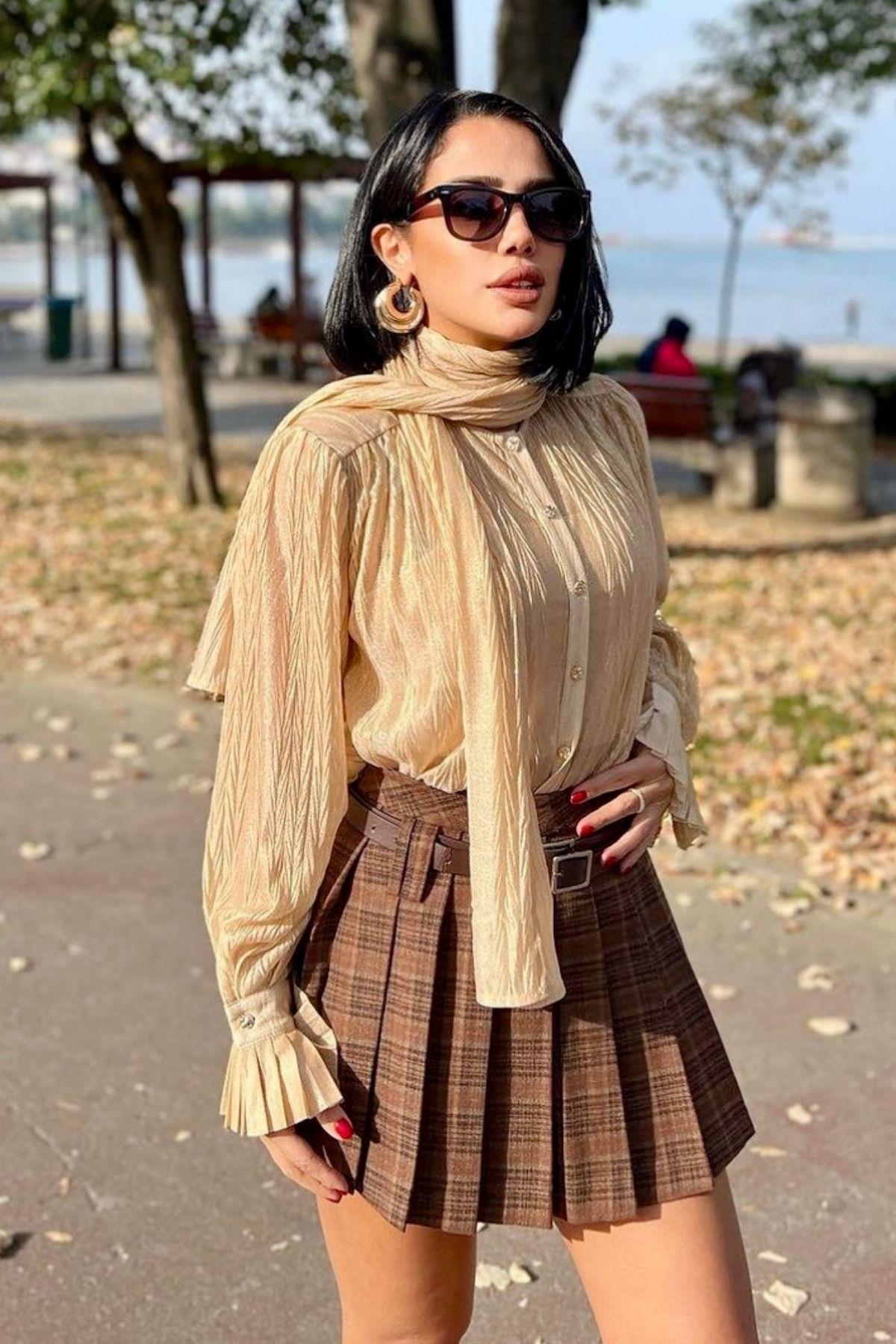 İthal Tül Gömlek Gold