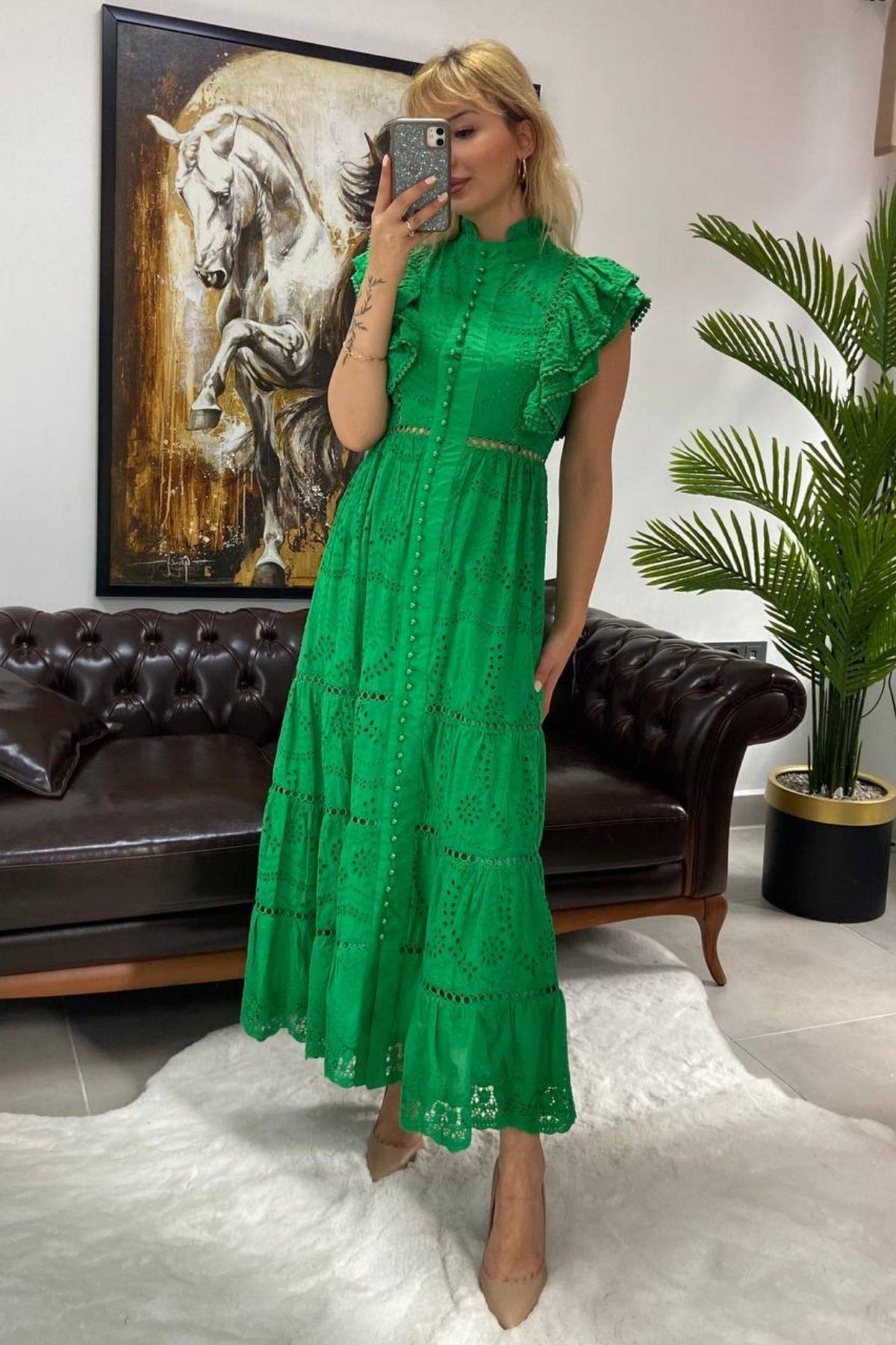 İthal Yeşil Elbise