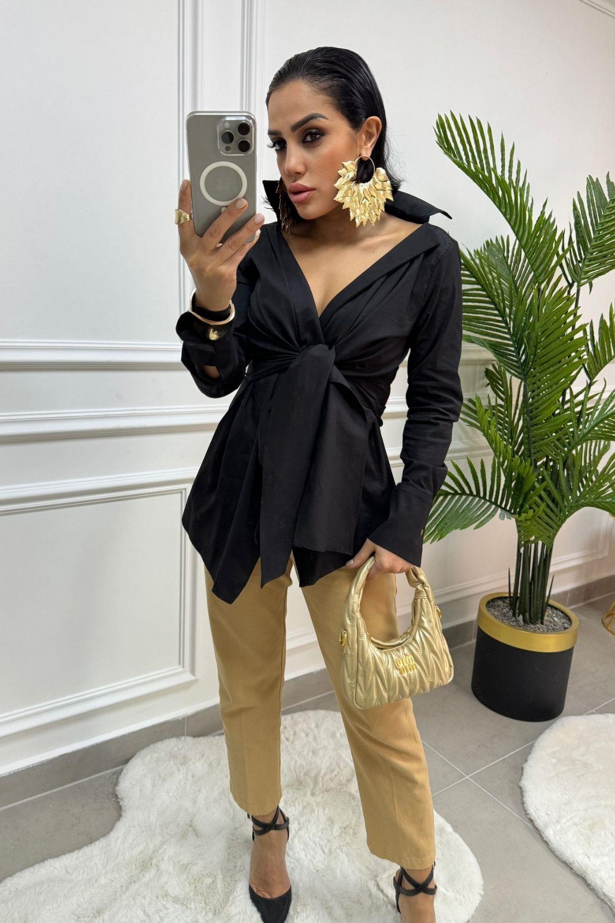 Kuşak Gömlek Siyah