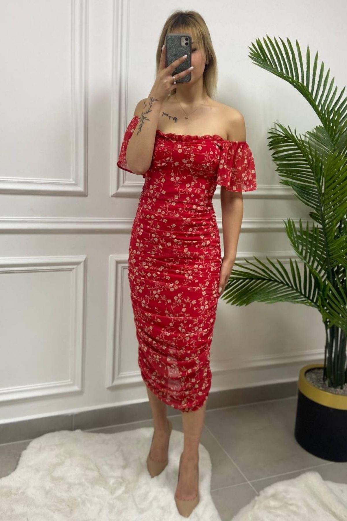 Midi Boy Elbise Kırmızı