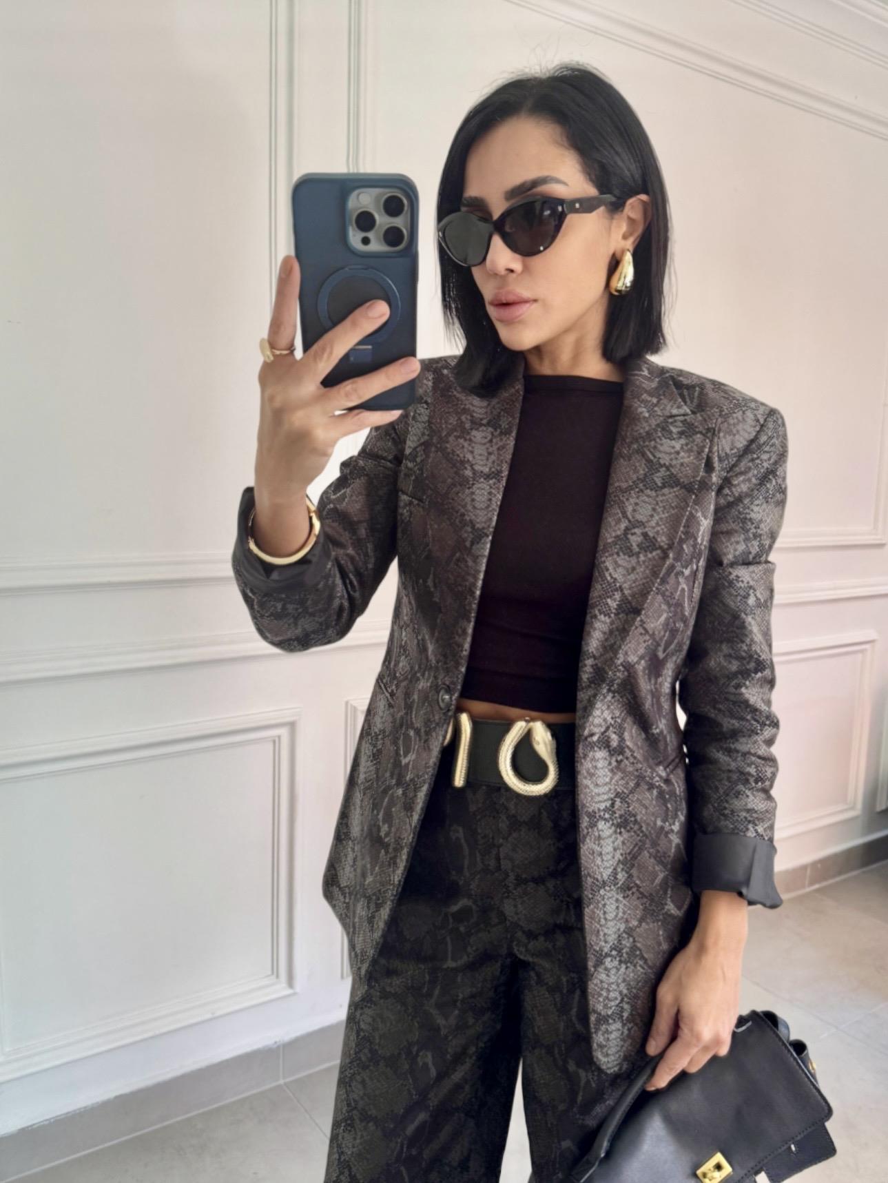 Piton Desen Ceket Takım