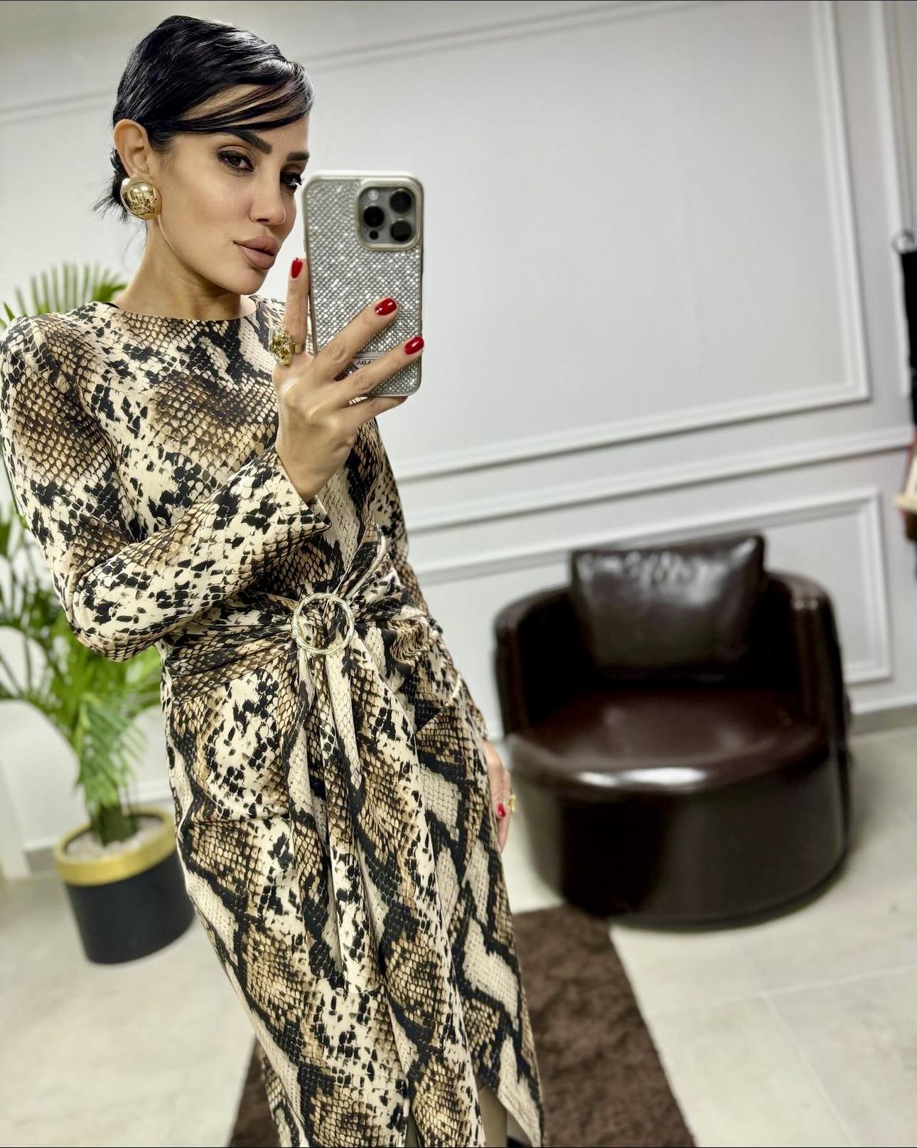 Yılan Desenli  Elbise