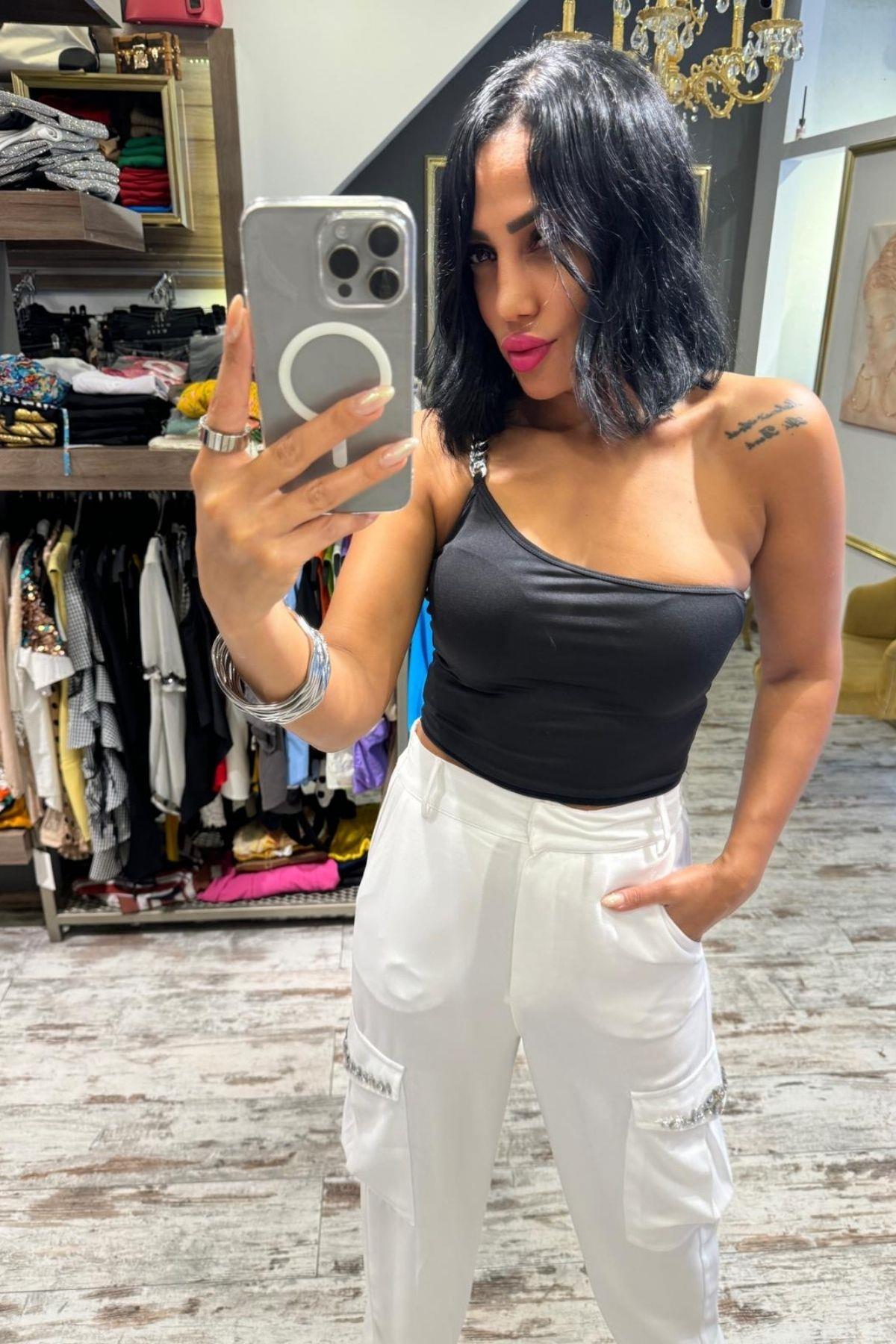 Zincir Askılı Tek Omuz Büstiyer