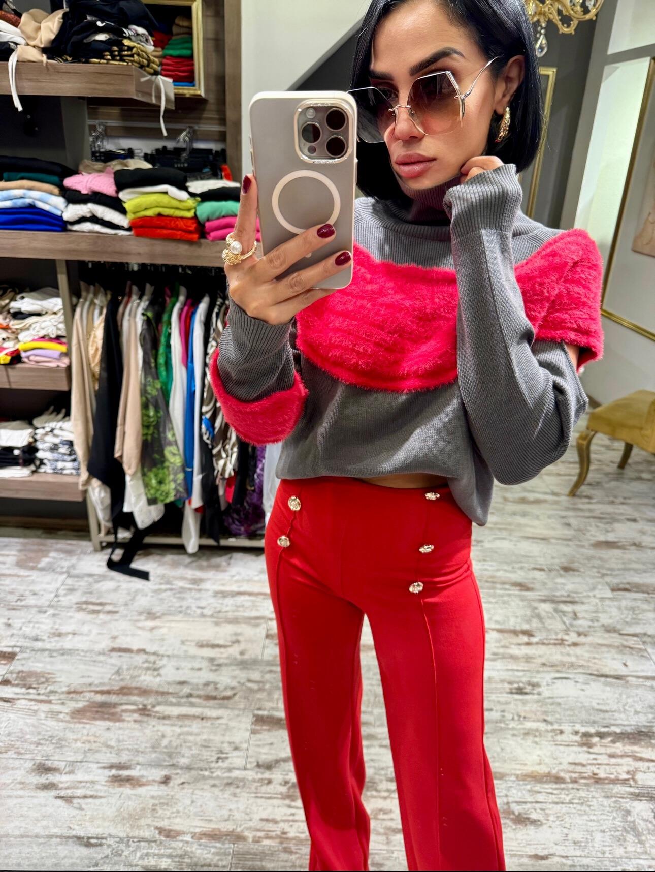 Angora Fermuar Detay Triko