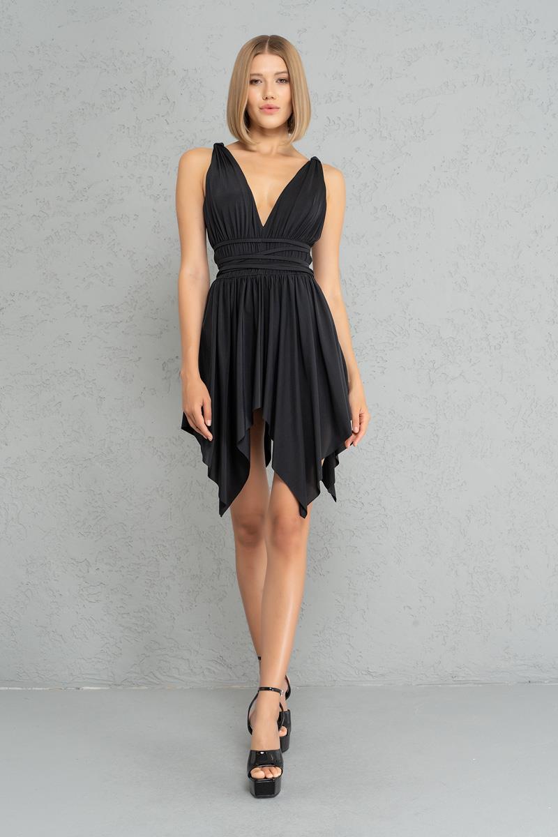 Belden Bağlamalı Askılı Elbise