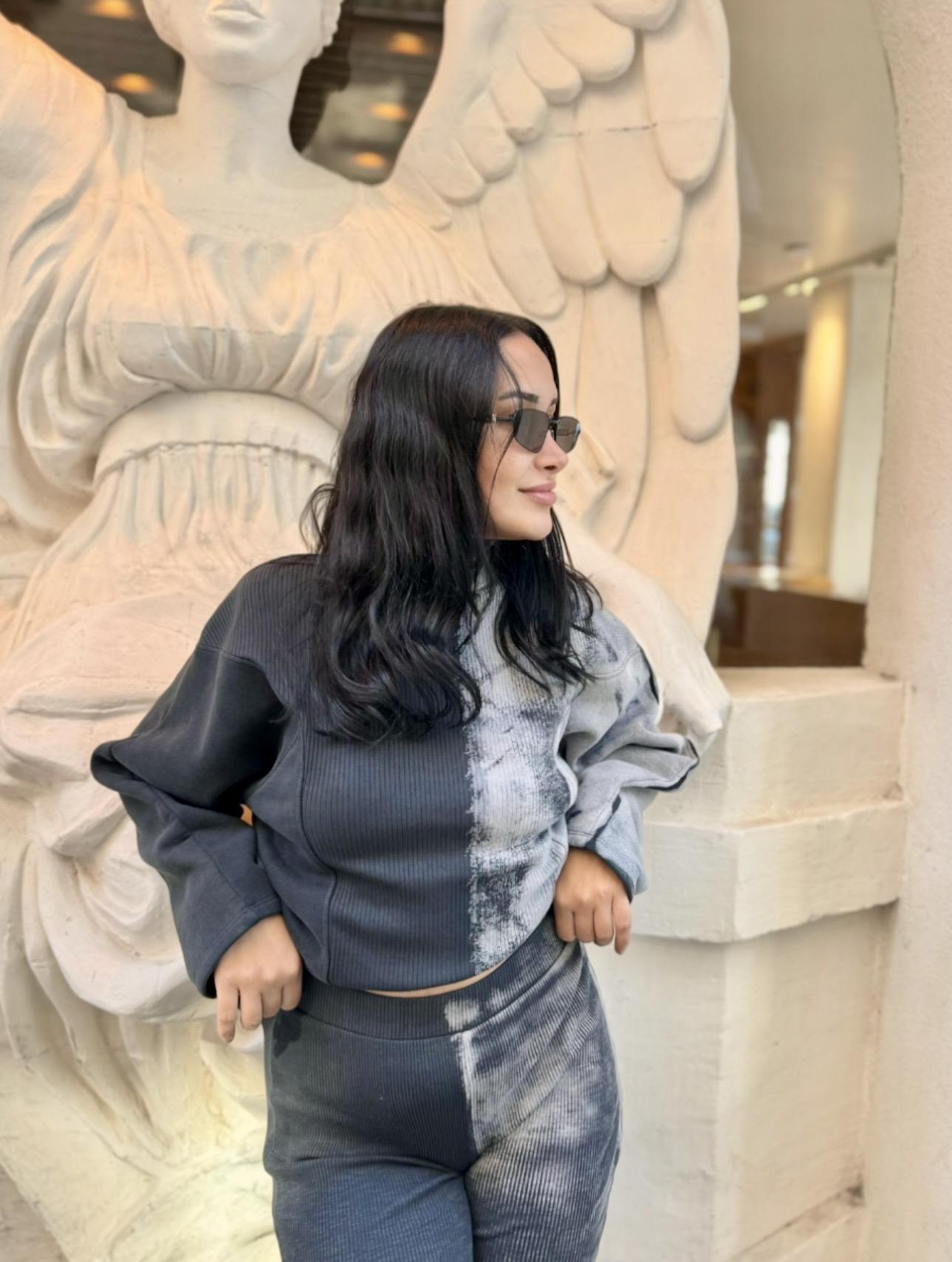 Boğazlı Yaka Triko Sweat